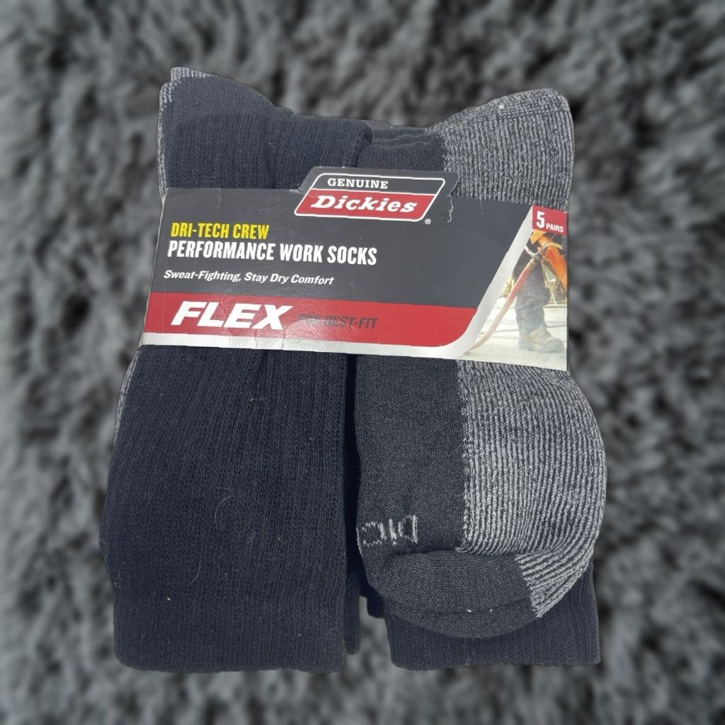 Dickies DICKIES CREW SOCKS 5 Pairs 6-12 Black ARCH SUPPORT Cotton Blend Big & Tall Mens Size ONE SIZE - 1 Thumbnail