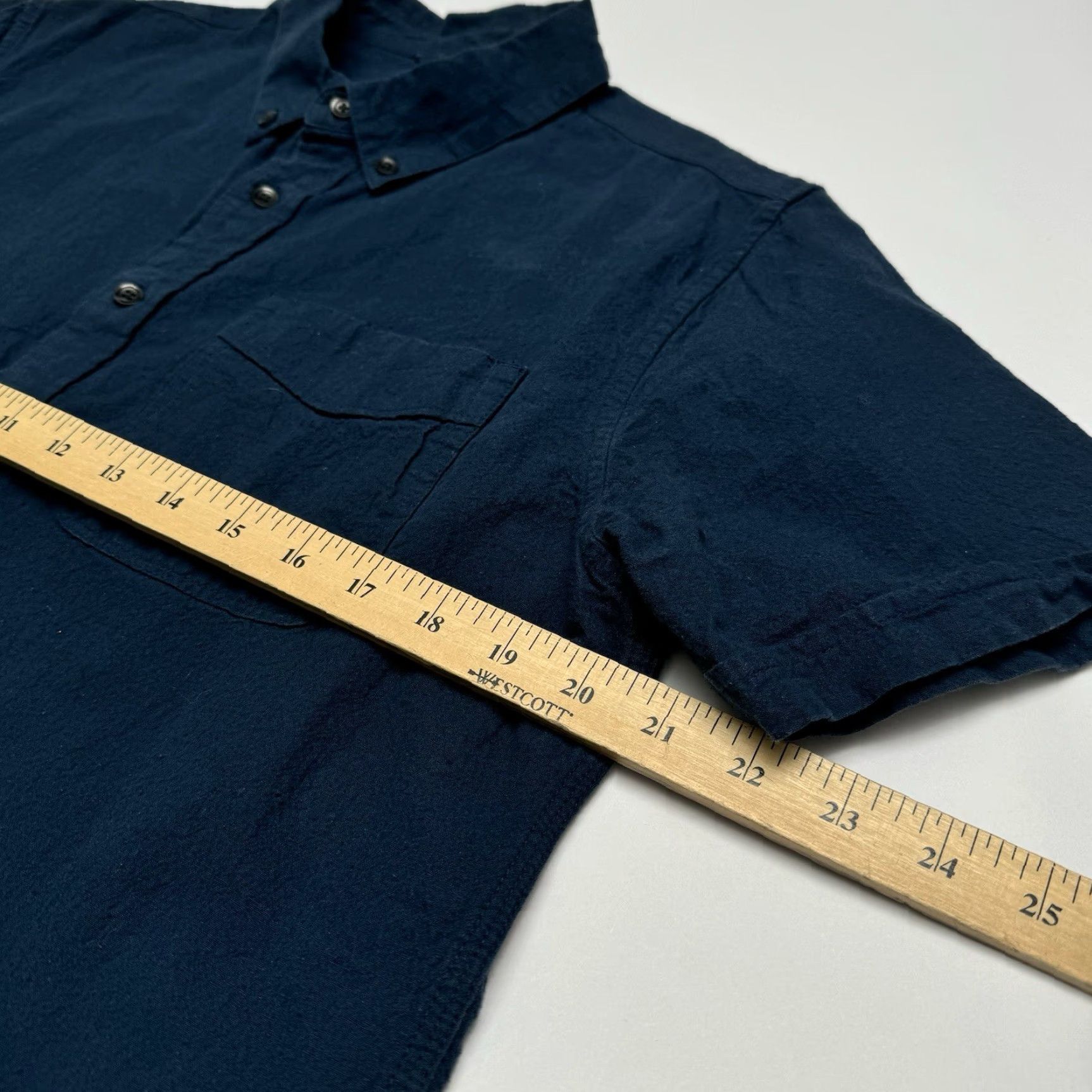 Flint And Tinder Flint and Tinder Shirt Men Blue Short Sleeve Button-Up Cotton Linen Blend M Size US 31 - 6 Thumbnail