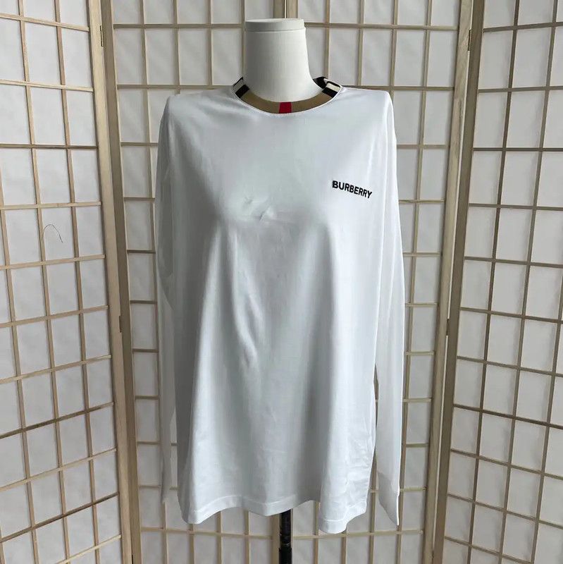 Burberry Burberry White Cotton Long Sleeve Sweatshirt Size L / US 10 / IT 46 - 1 Thumbnail