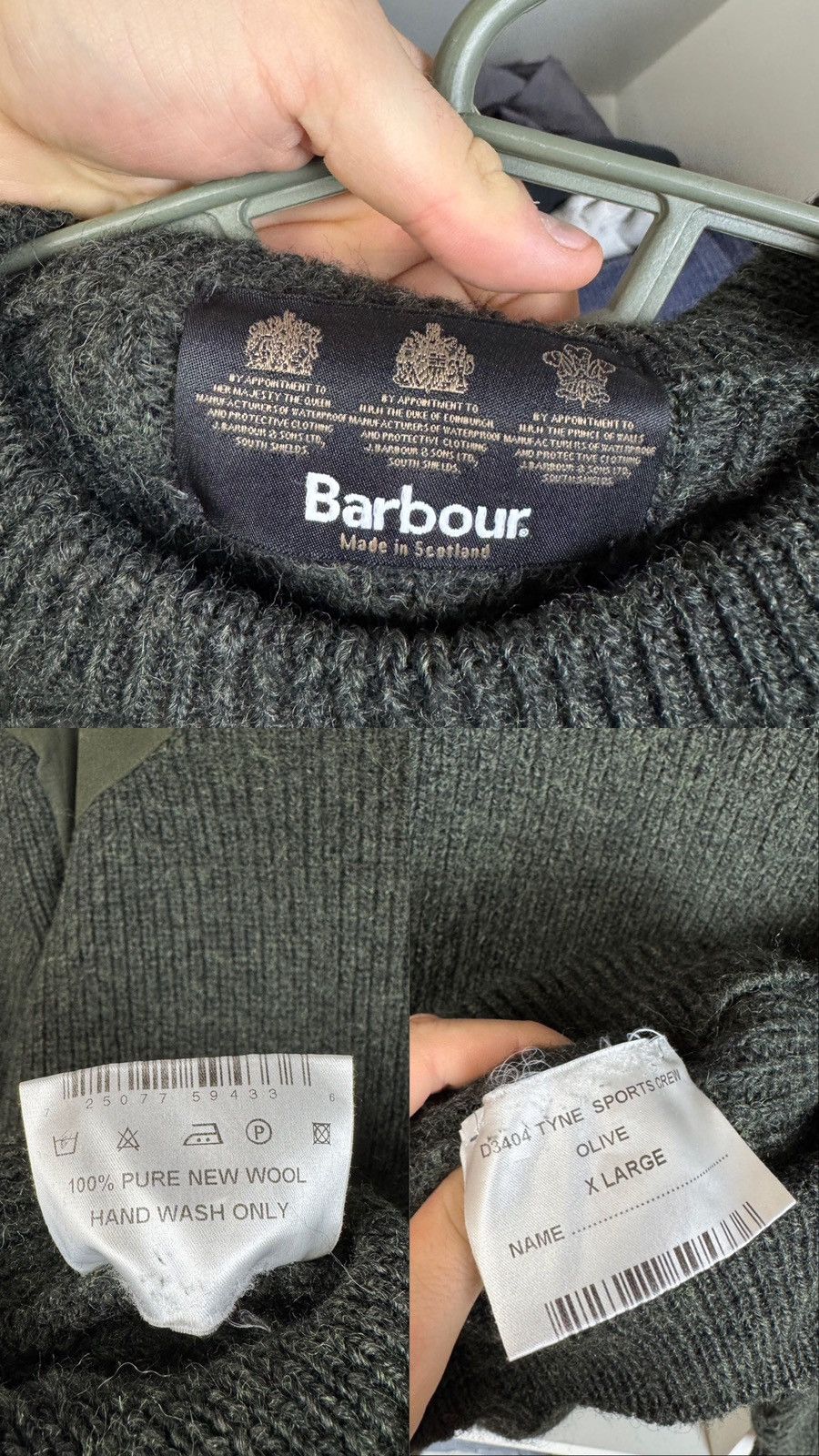 Barbour Barbour Tyne Sports Crew Sweater XL Olive 100% Pure New Wool Size US XL / EU 56 / 4 - 5 Thumbnail