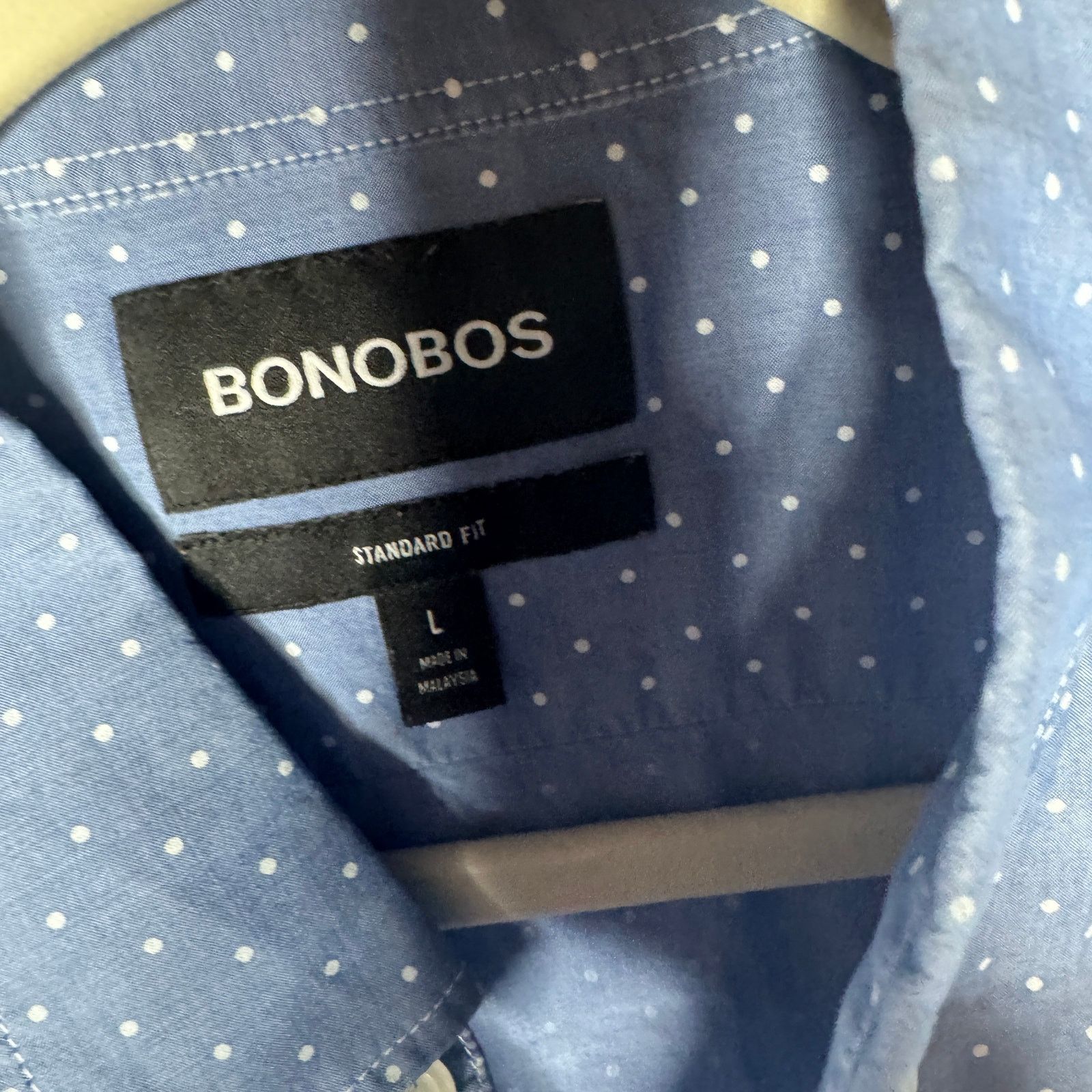 Bonobos BONOBOS Men's Blue Polka Dot Button Down Shirt - LG Size US L / EU 52-54 / 3 - 3 Thumbnail