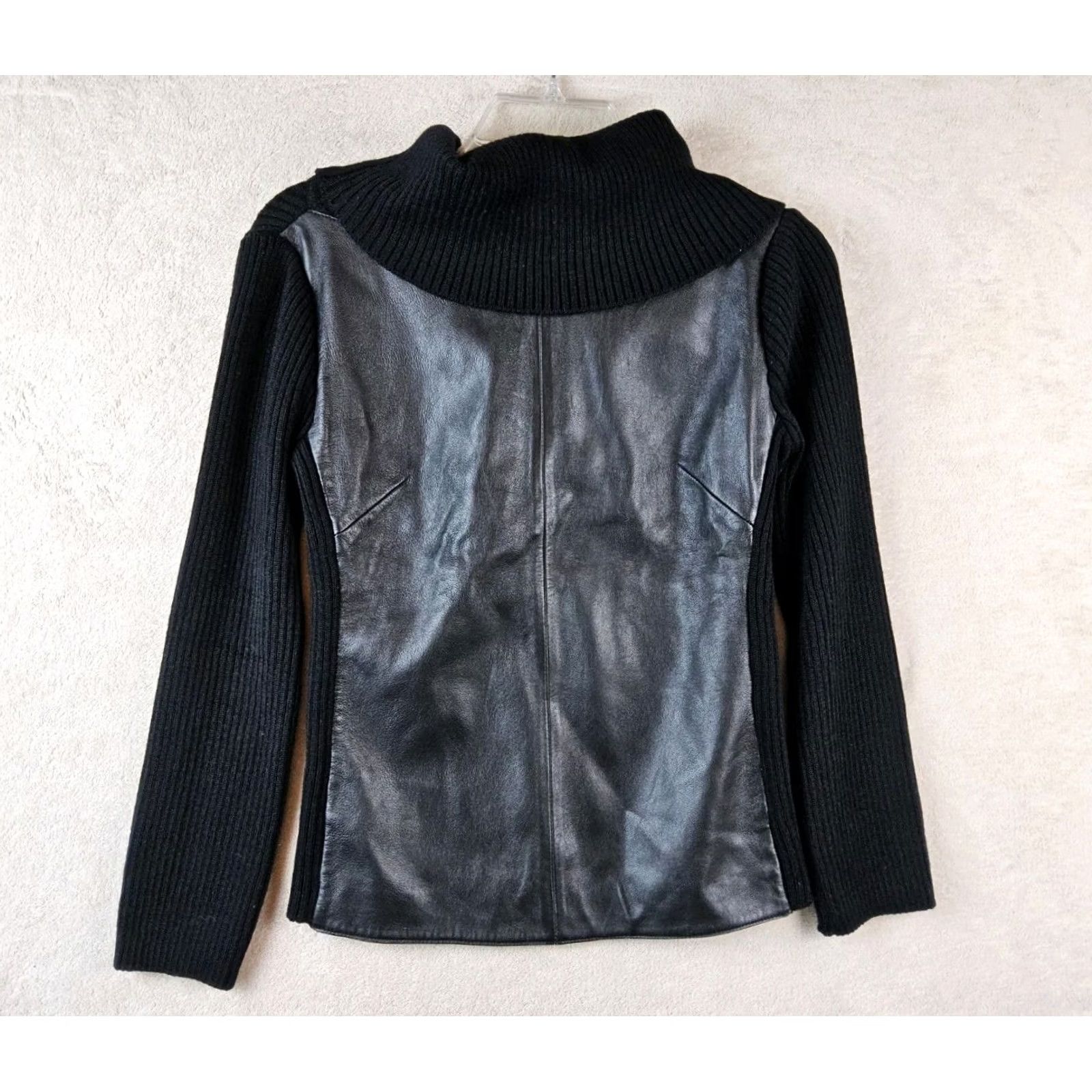 Lanvin Lanvin Women’s Wool Leather Cowl Neck Sweater Size 38 Black Pullover Wool Leather Cowl Neck Womens 38 Pullover Lanvin Sweater Size XS / US 0-2 / IT 36-38 - 2 Thumbnail