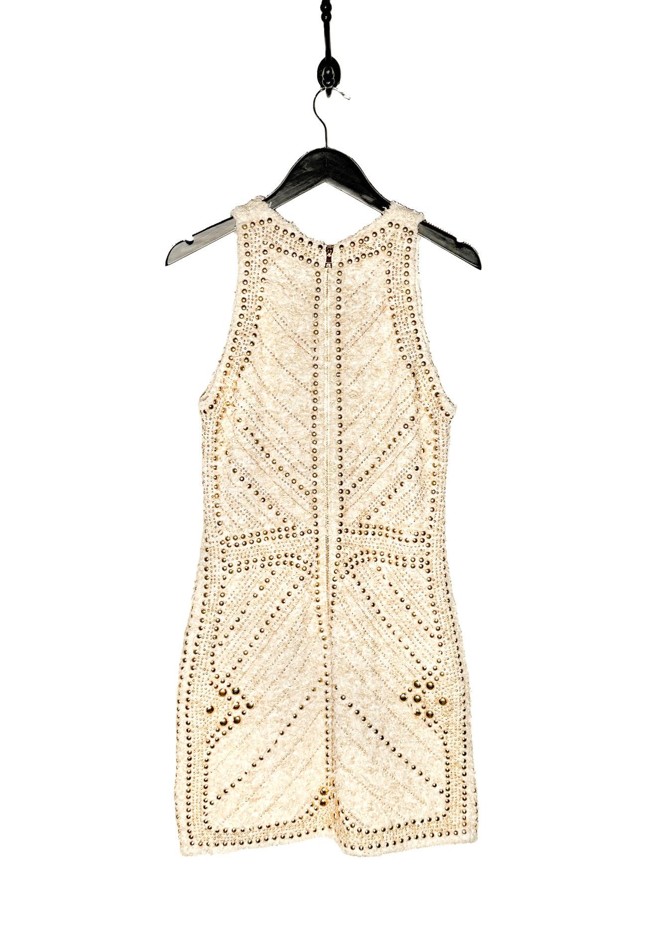 Balmain Balmain Ivory Gold Studded Embellished Tweed Dress Size XXL / US 16-18 / IT 52-54 - 3 Thumbnail