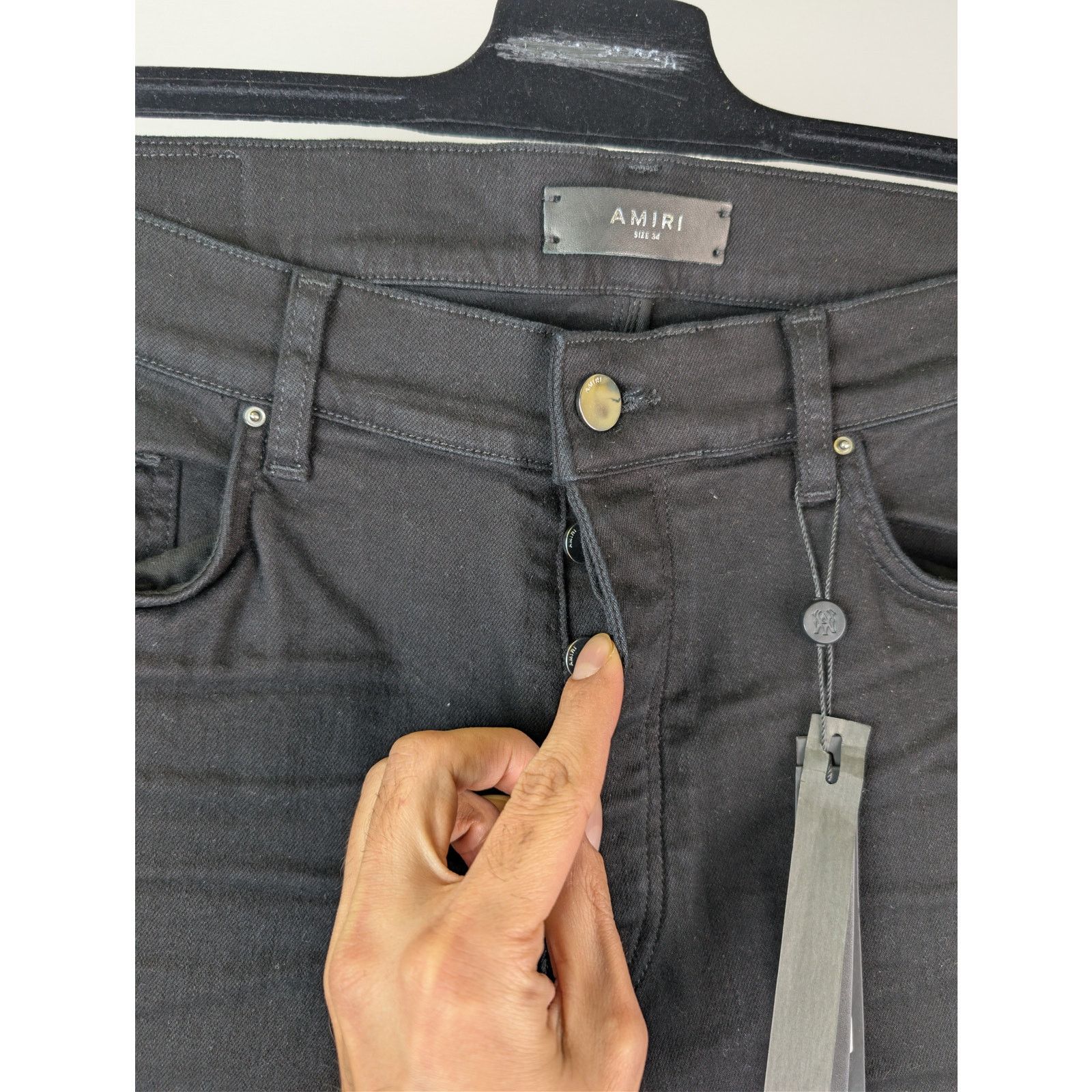 Amiri o1rshd1 MA Swirl Crystal Skinny Denim Jeans in Black Size US 34 / EU 50 - 7 Thumbnail
