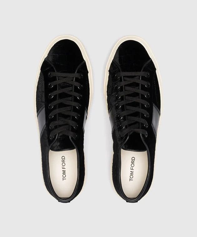 Tom Ford o1w1db10724 Cambridge Velvet Sneakers in Black Size US 9 / EU 42 - 4 Thumbnail