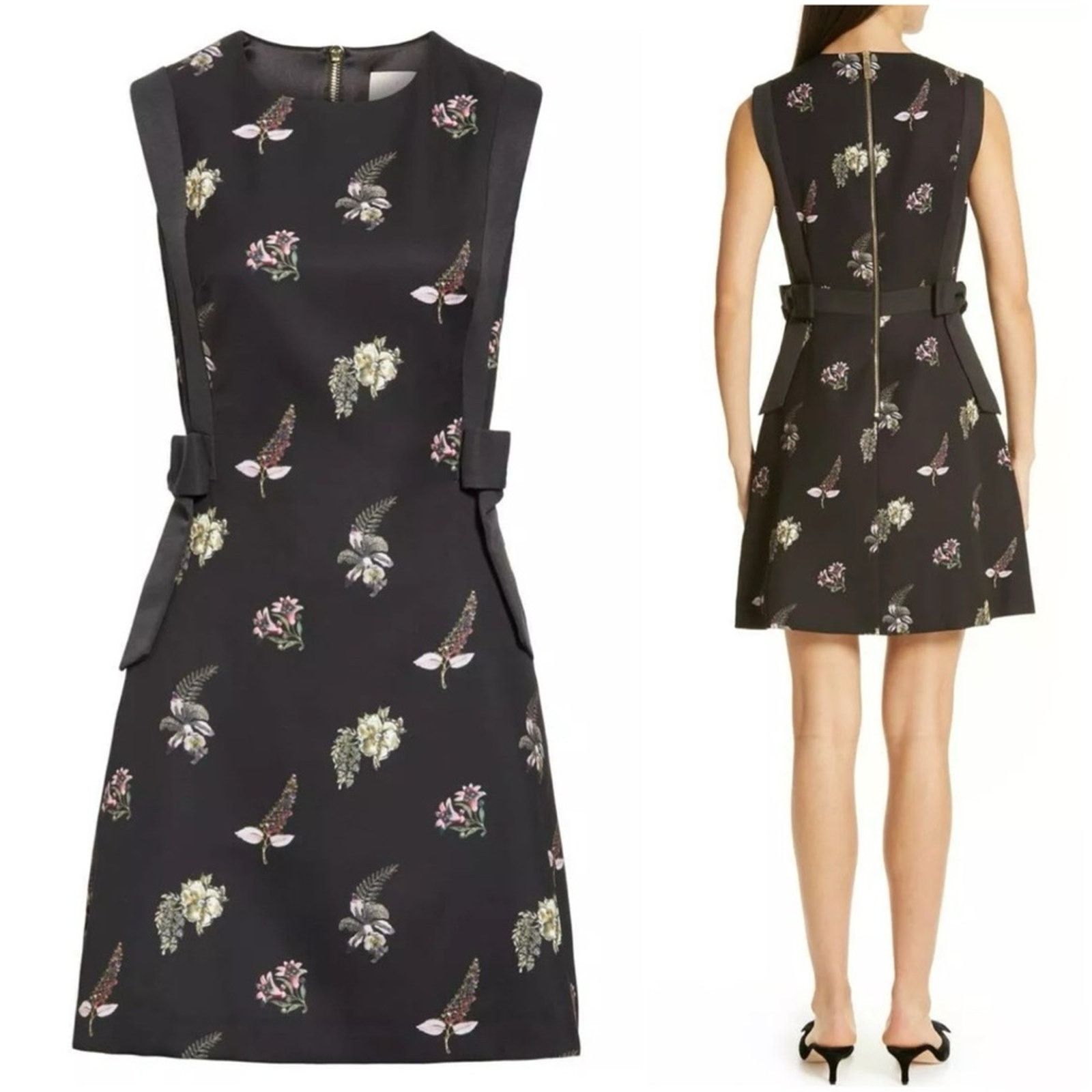 Ted Baker Ted Baker Lalima Pirouette Bow Mini Dress Sleeveless Floral Size S / US 4 / IT 40 - 2 Thumbnail