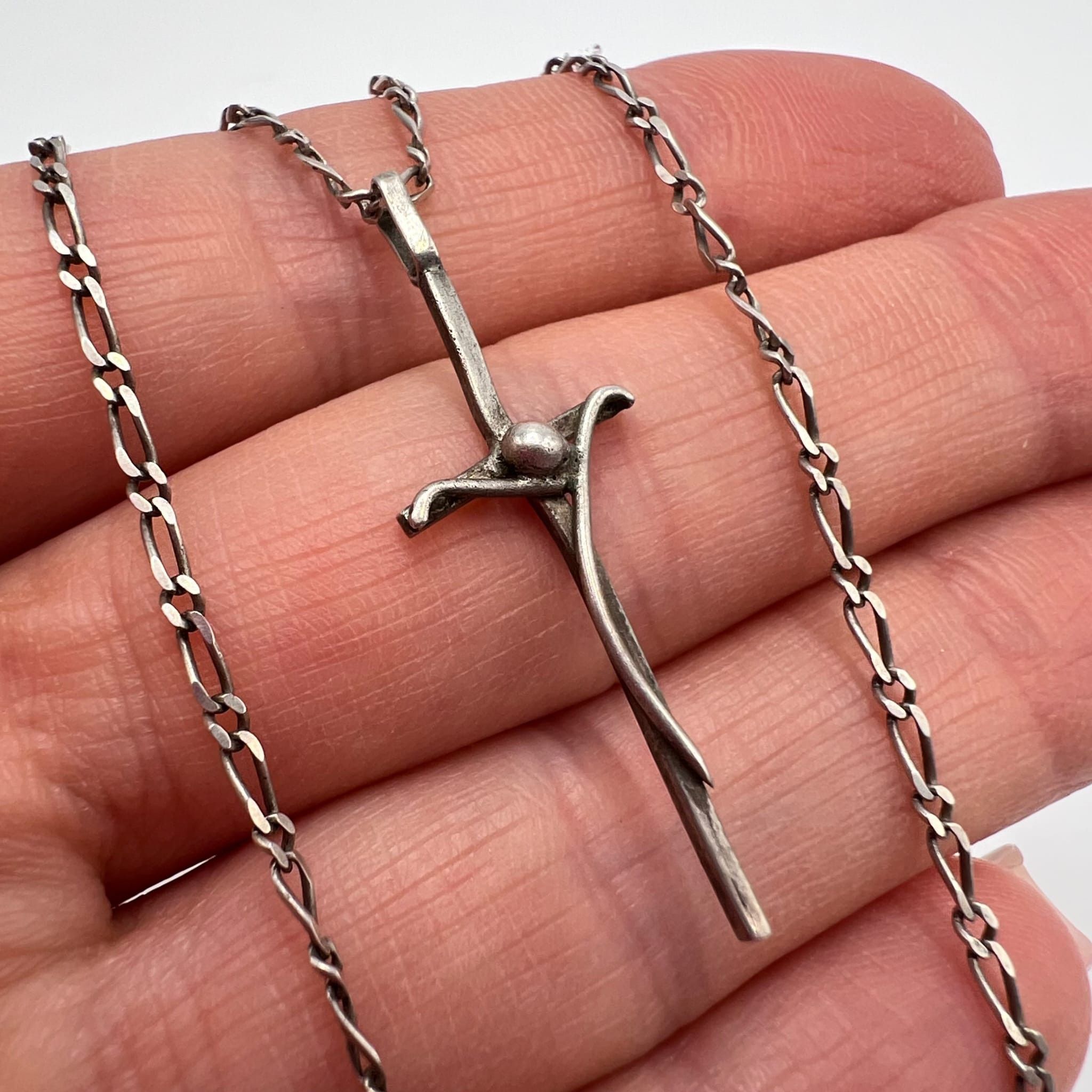 Sterling Silver Vintage 925 Sterling Silver Cross Necklace 3.10 g Size ONE SIZE - 5 Thumbnail