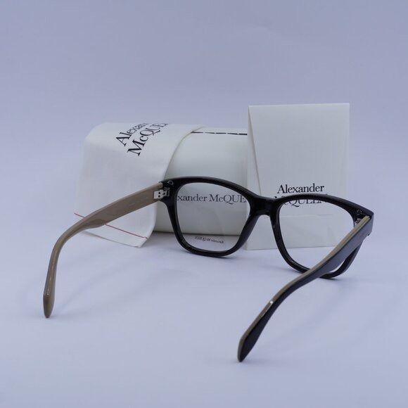 Alexander McQueen Alexander McQueen AM0306O 004 Eyeglasses Black/Brown 52mm Size ONE SIZE - 9 Thumbnail