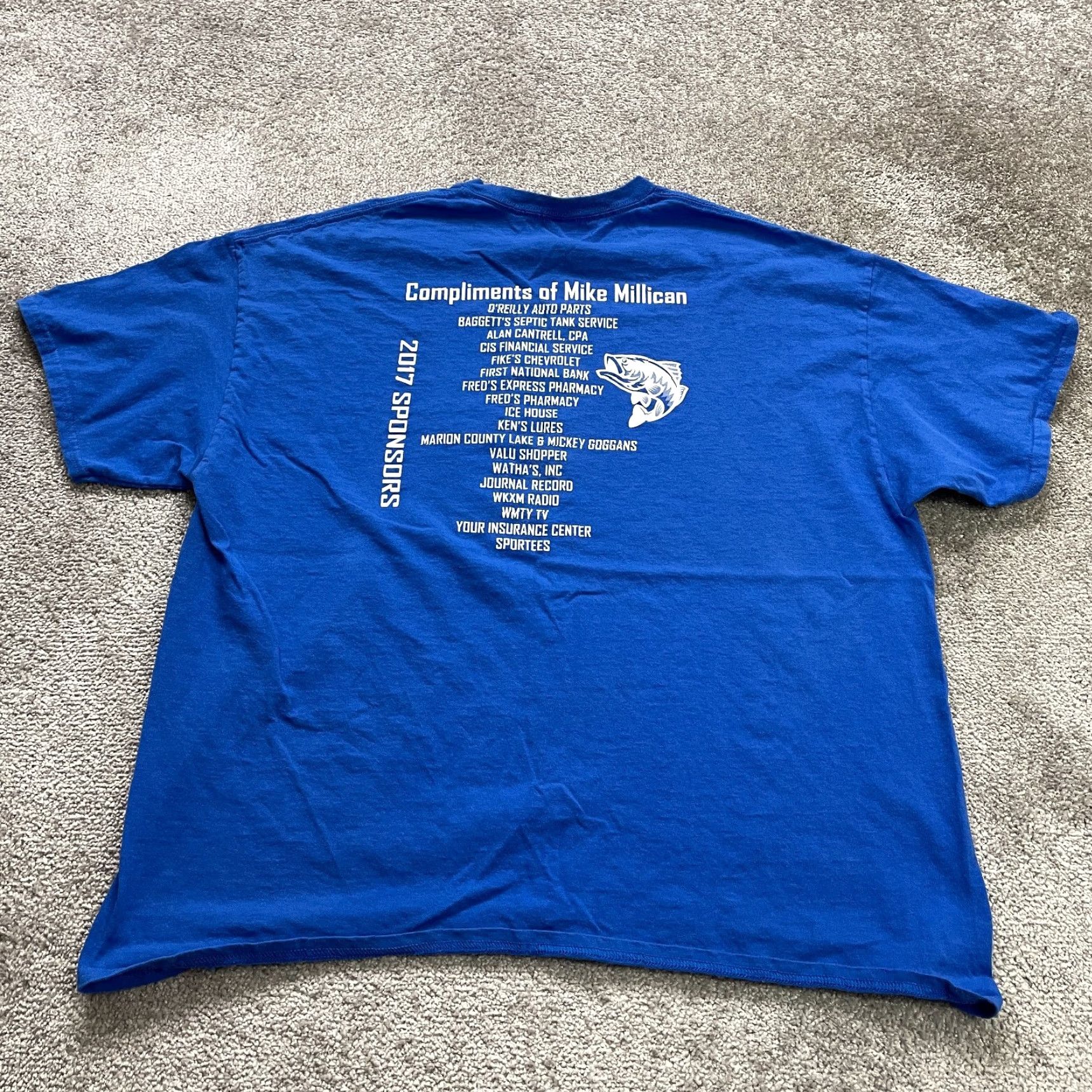 Gildan Gildan Ultra Cotton T-Shirt Unisex Adult 2XL Blue Graphic Print Short Sleeve Crew Neck Hamilton Fishing 33rd Annual Outdoor Classic Size US XXL / EU 58 / 5 - 2 Thumbnail
