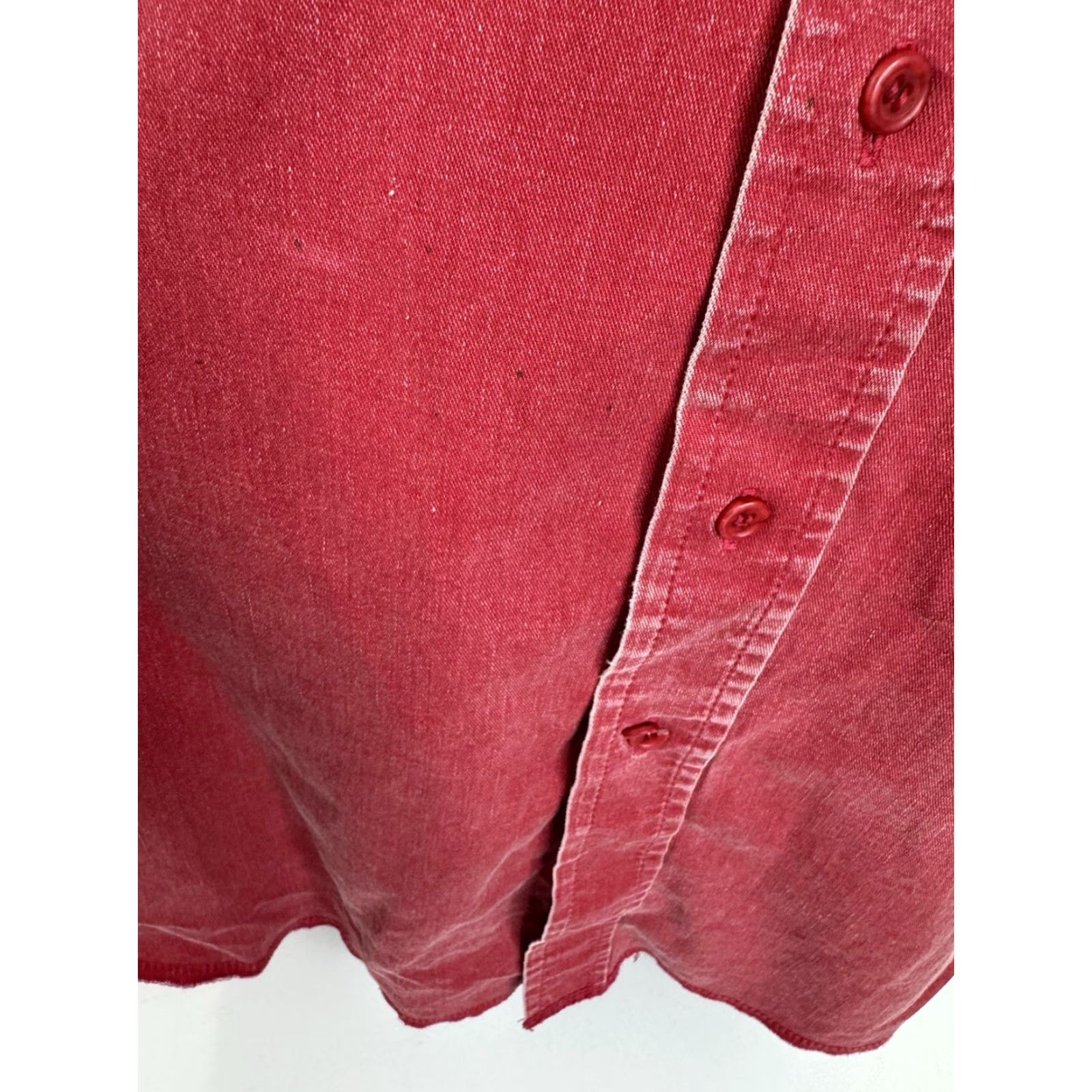 Wrangler WRANGLER Shirt Mens 16 35 Brush Popper Distressed Heavy Duty Vintage Red Long Sleeve Button-Up 1970s 90s Size US L / EU 52-54 / 3 - 3 Thumbnail