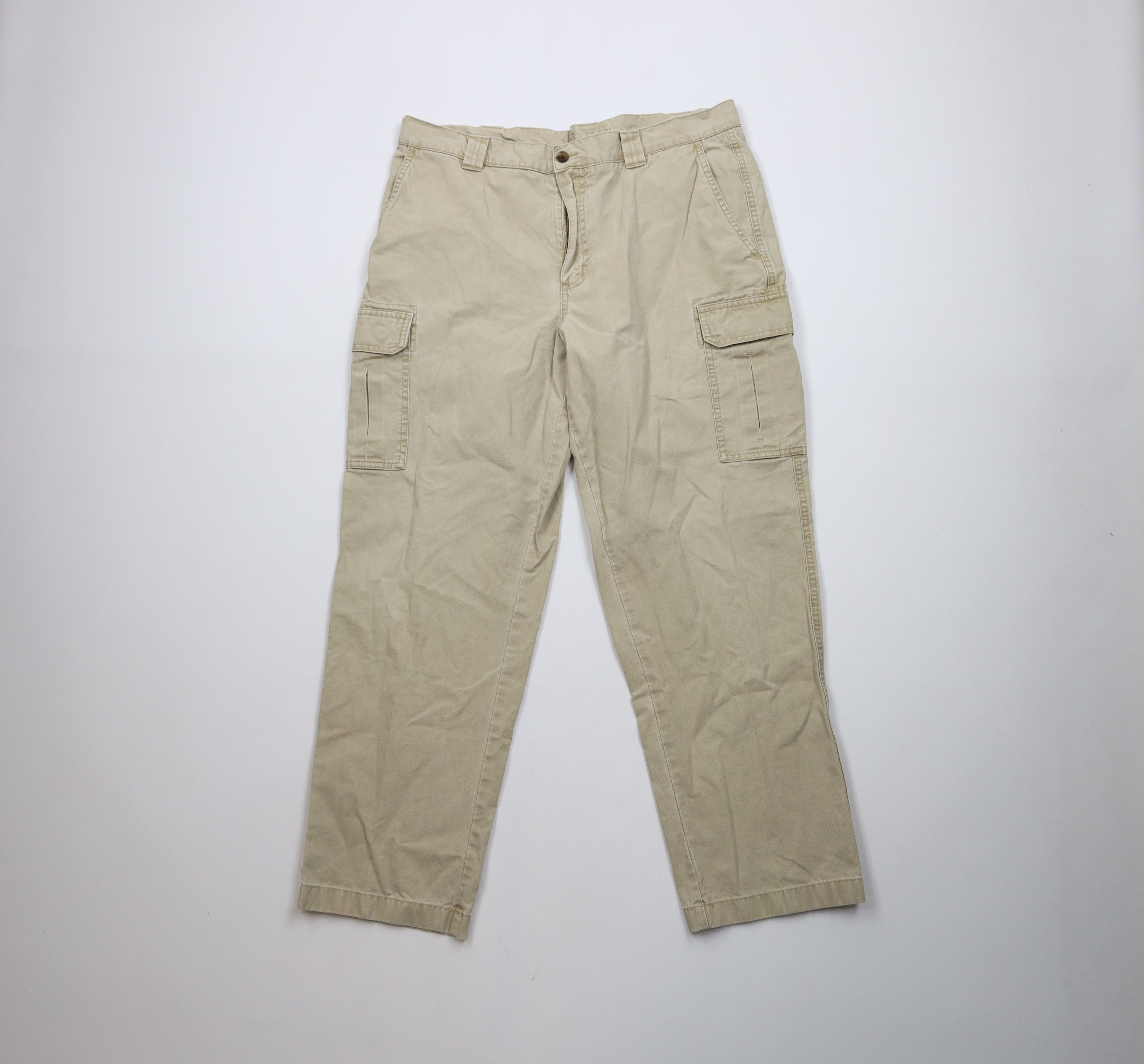L.L. Bean × Vintage Vintage 90s LL Bean Stonewash Safari Bush Cargo Pants Beige Size US 35 - 1 Thumbnail