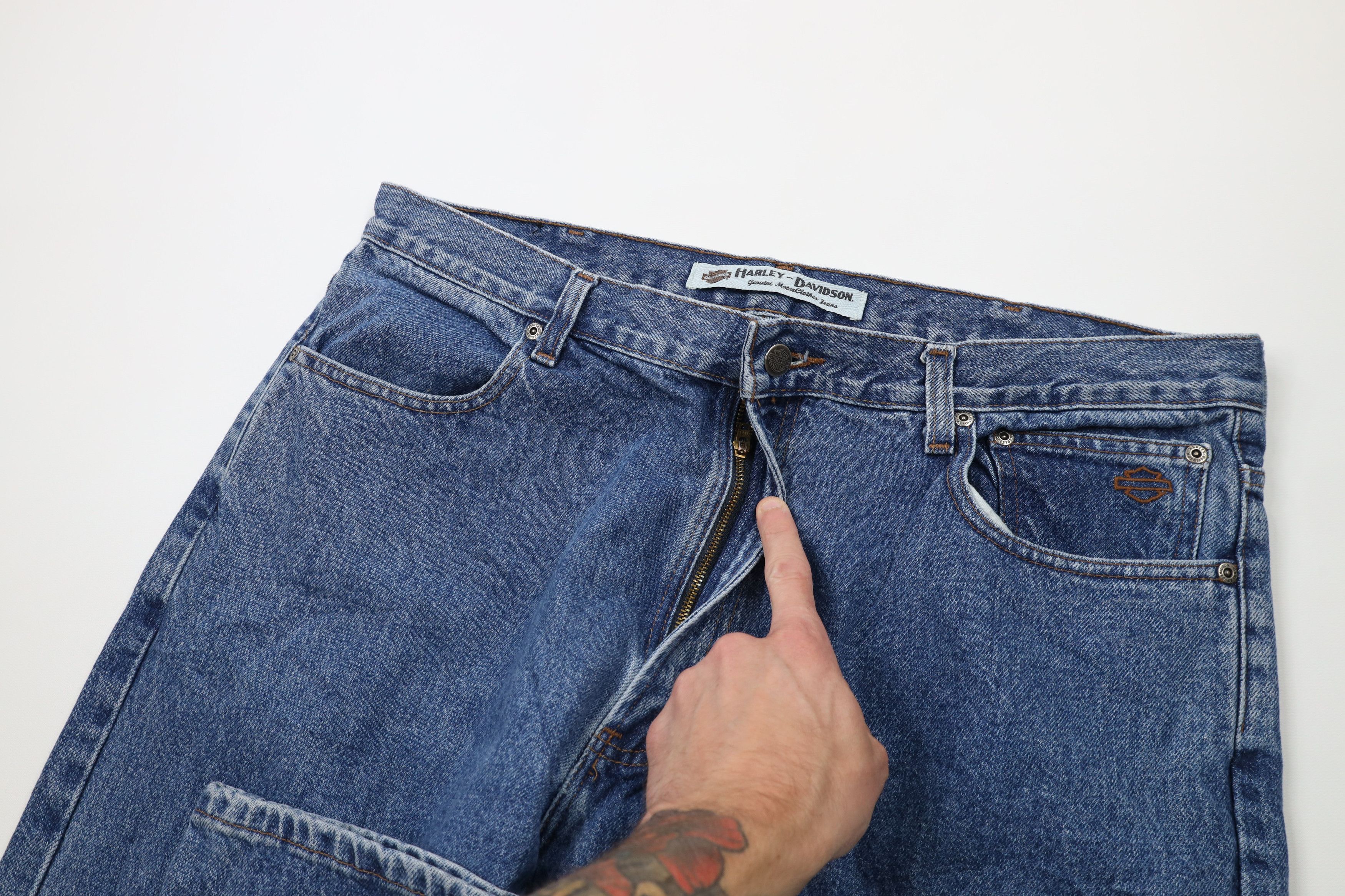 Harley Davidson × Vintage Vintage Harley Davidson Spell Out Bootcut Denim Jeans Blue Size US 38 / EU 54 - 6 Thumbnail