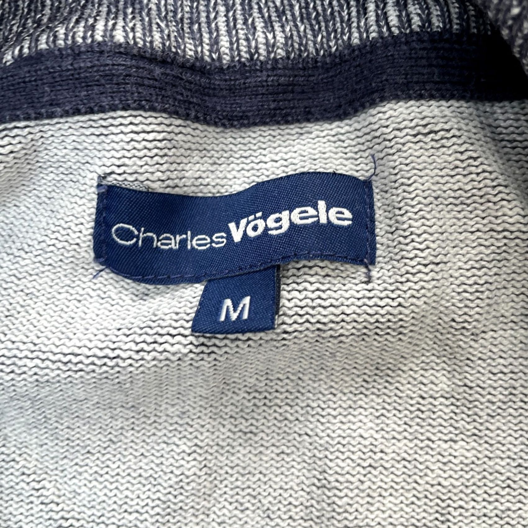 Vintage Charles Voegele Sweater Cardigan Mens Medium Blue Full Zip Cotton Knit Mock Neck Casual Winter Fall Spring Size US M / EU 48-50 / 2 - 3 Thumbnail
