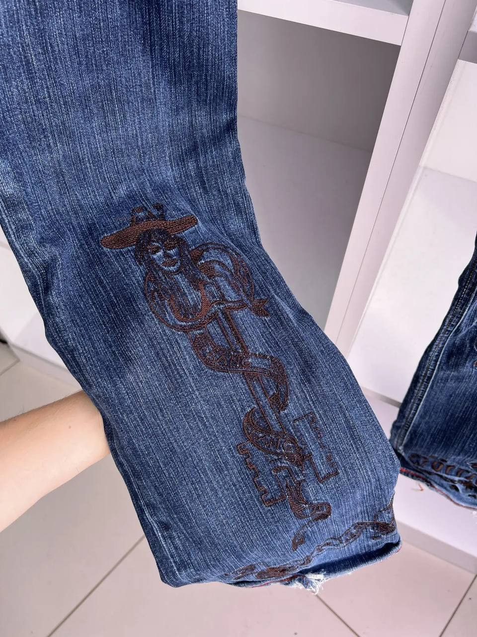 Designer × Diesel × Vintage RARE Y2K Criminal Bandit Embroidered Tattoo Denim Jeans Size US 32 / EU 48 - 11 Thumbnail