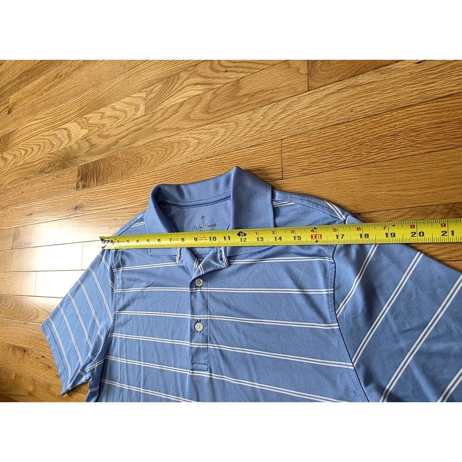 Vintage Palm Beach Golf Polo Shirt Mens Small Performance Light Blue Striped Golfer Polo Shirt Mens Small Performance Light Blue Striped Golfers Size US S / EU 44-46 / 1 - 8 Thumbnail