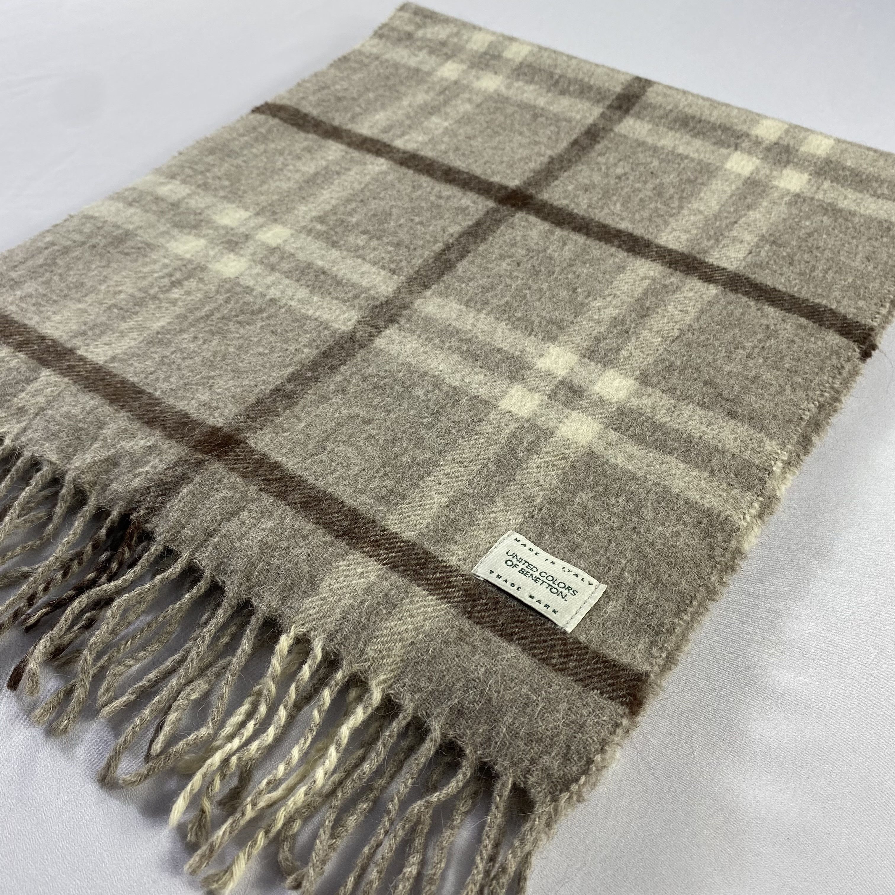 United Colors Of Benetton United Colors Of Benetton Scarf Plaid Wool Muffler Neck Wrap Size ONE SIZE - 3 Thumbnail