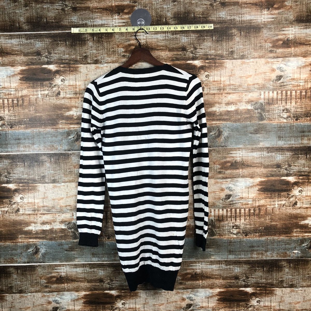 Homespun Knitwear DL Kari Ang Stripe White Black Cardigan Knitwear #C732 Size S / US 4 / IT 40 - 12 Thumbnail