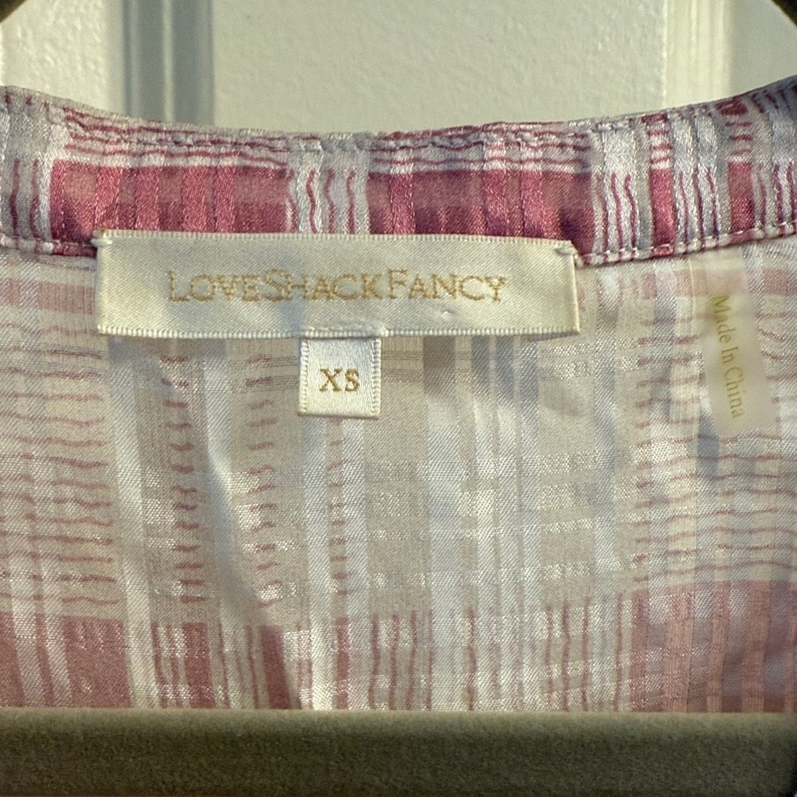 LoveShackFancy LoveShackFancy Pink and White Plaid Ruffle Blouse Size XS / US 0-2 / IT 36-38 - 3 Thumbnail