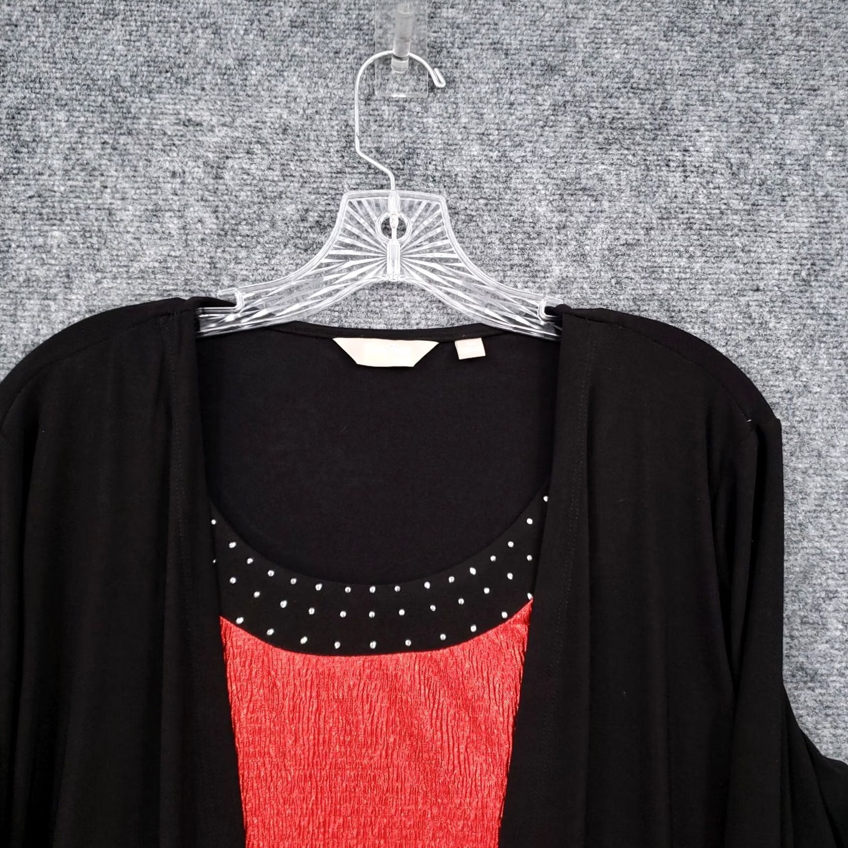 Vintage Coral Bay Top Women M Medium Black Red Embellished Blouse Pullover Lagenlook NWT Size M / US 6-8 / IT 42-44 - 3 Thumbnail