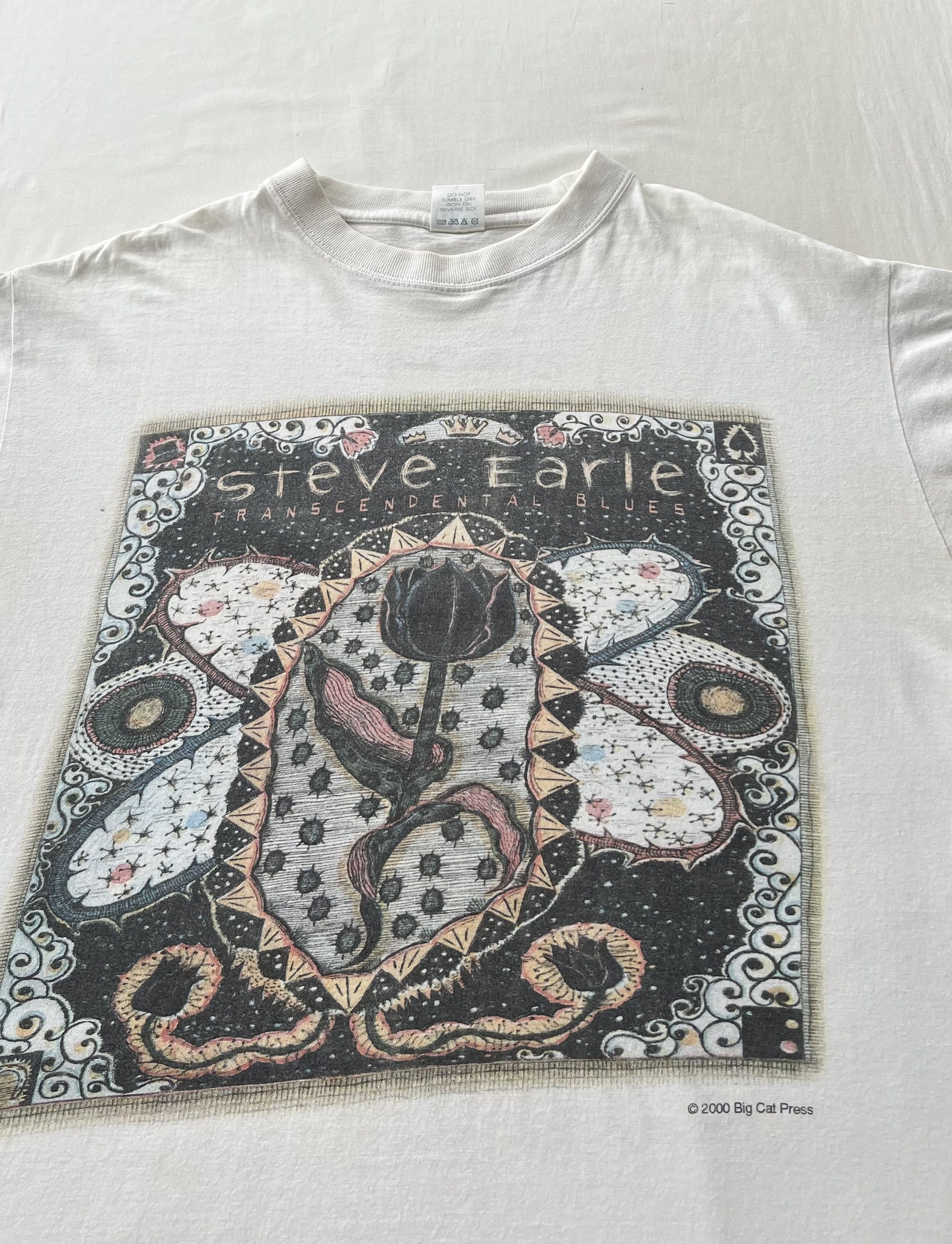 Band Tees Vintage 2000 Steve Earle Transcendental Blues White T-shirt Size US L / EU 52-54 / 3 - 3 Thumbnail