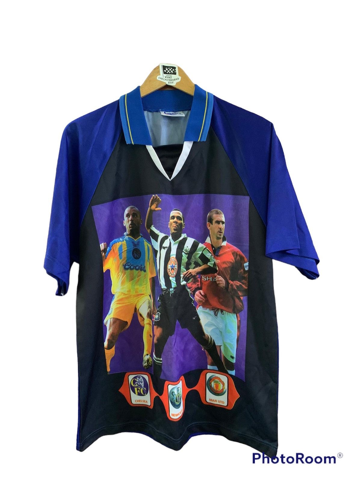 image of Soccer Jersey x Vintage Soccer Chelsea Newcastle Manchester United Jersey in Blue, Men's (Size XL)