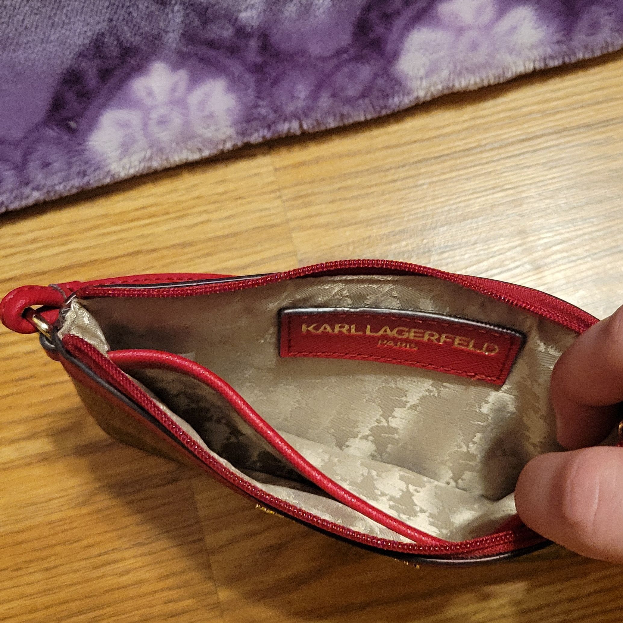 Karl Lagerfeld Karl Lagerfeld Monogram Wristlet in Brown and Red Size ONE SIZE - 3 Thumbnail