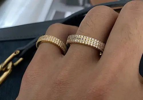 Designer × Vintage Vintage diamond-encrusted rings Size ONE SIZE - 1 Thumbnail