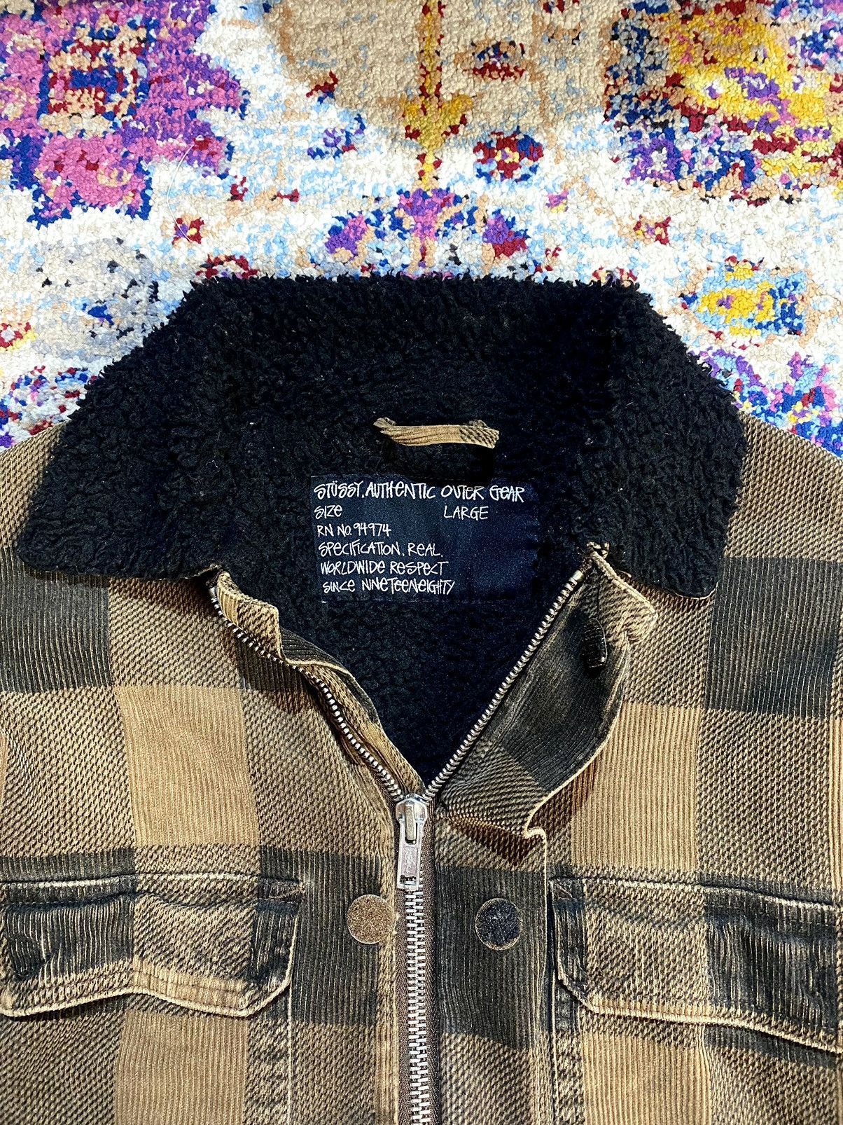 Stussy OG Stussy Double Front Shadow Plaid Sherpa Jacket Size US L / EU 52-54 / 3 - 4 Thumbnail