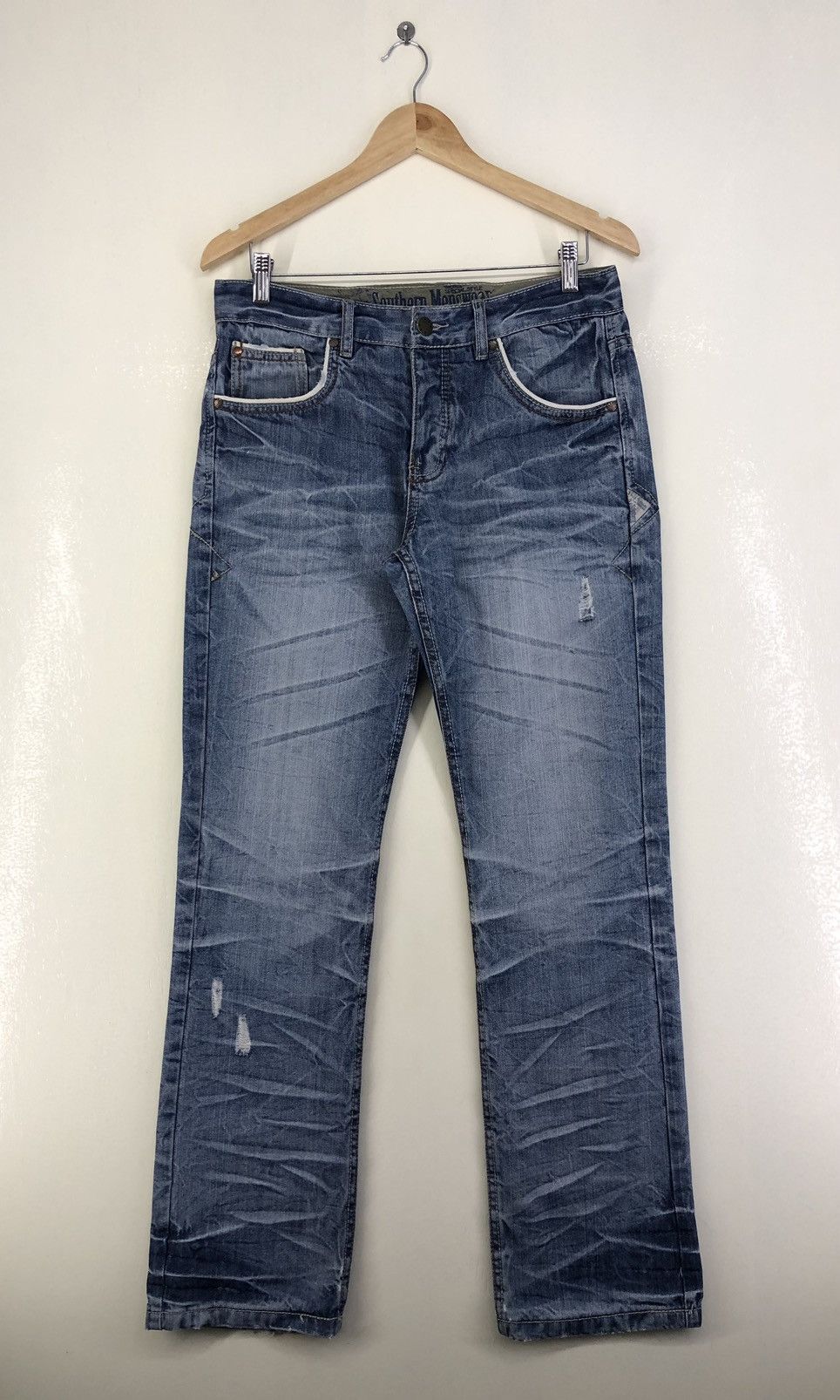 Japanese Brand Southern Menswear Distressed Faded Blue Jeans Size US 31 - 1 Thumbnail