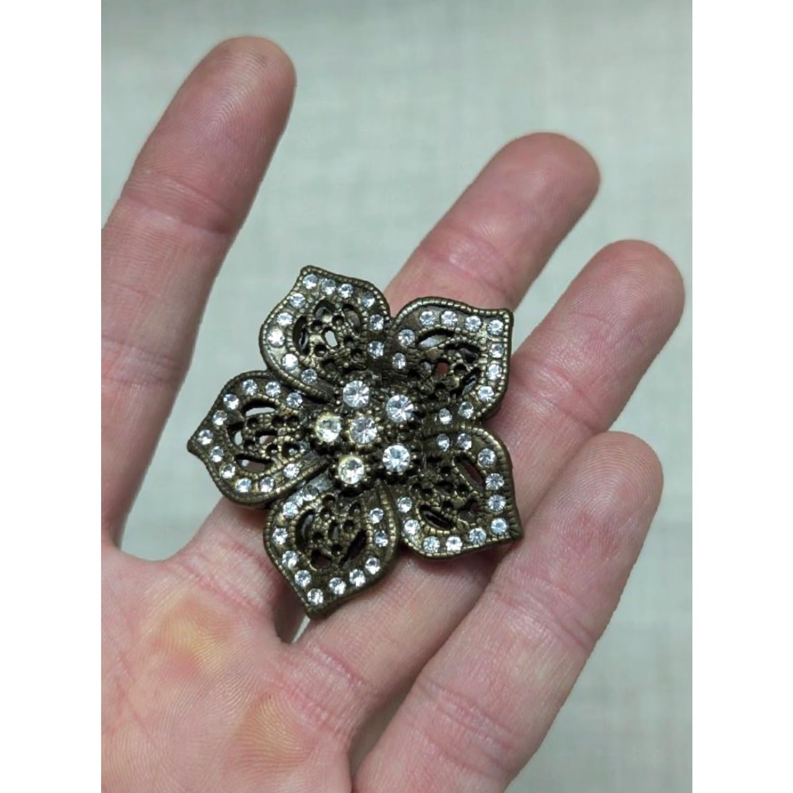 Vintage VINTAGE brass belt buckle BRASS rhinestone WESTERN star belt buckle Men 2x2" 2" fits 2 in Brass Rhinestone western star vintage belt buckle Mens Size ONE SIZE - 2 Thumbnail