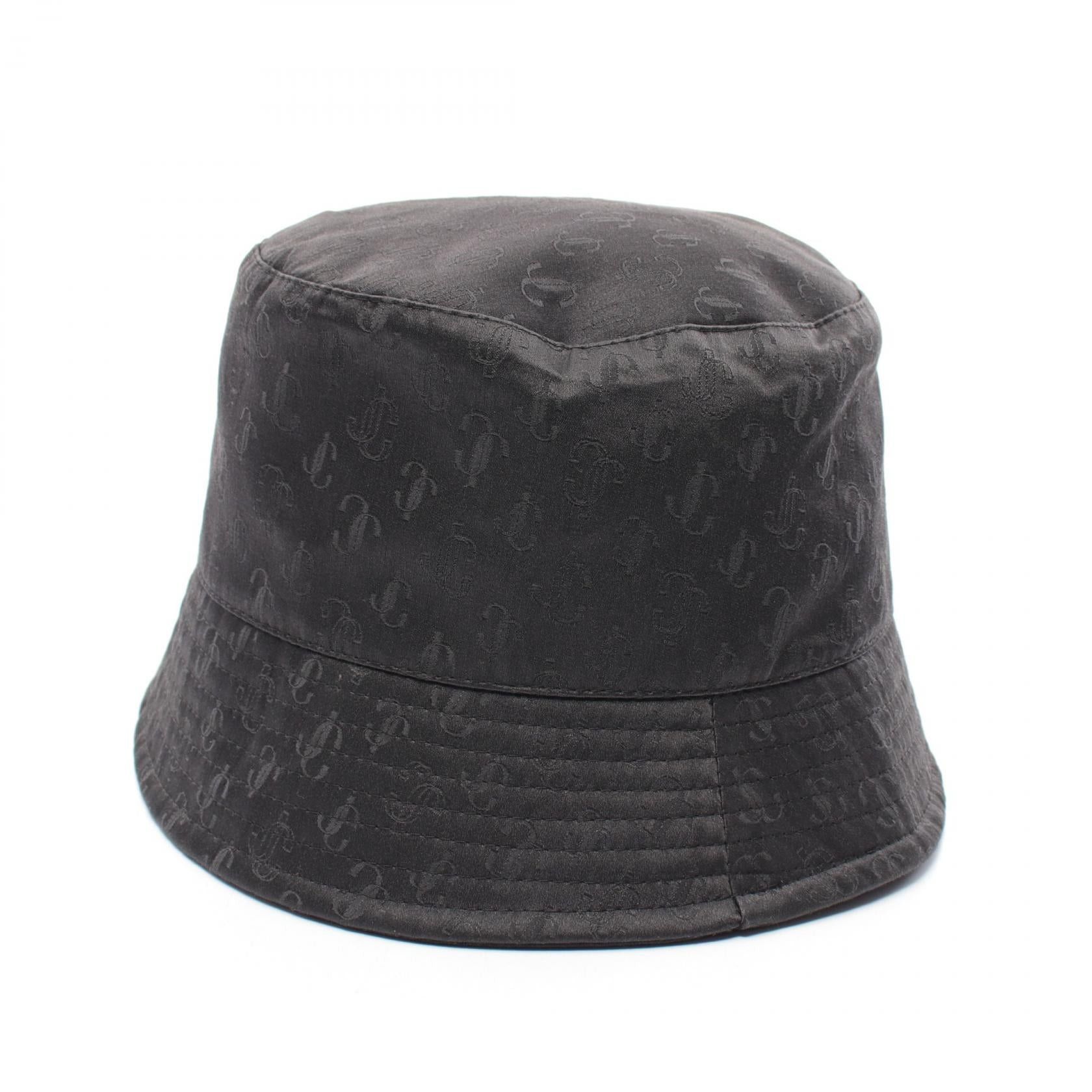 Jimmy Choo Jimmy Choo Jc Monogram Bucket Hat Cotton Silk Black Size ONE SIZE - 1 Thumbnail
