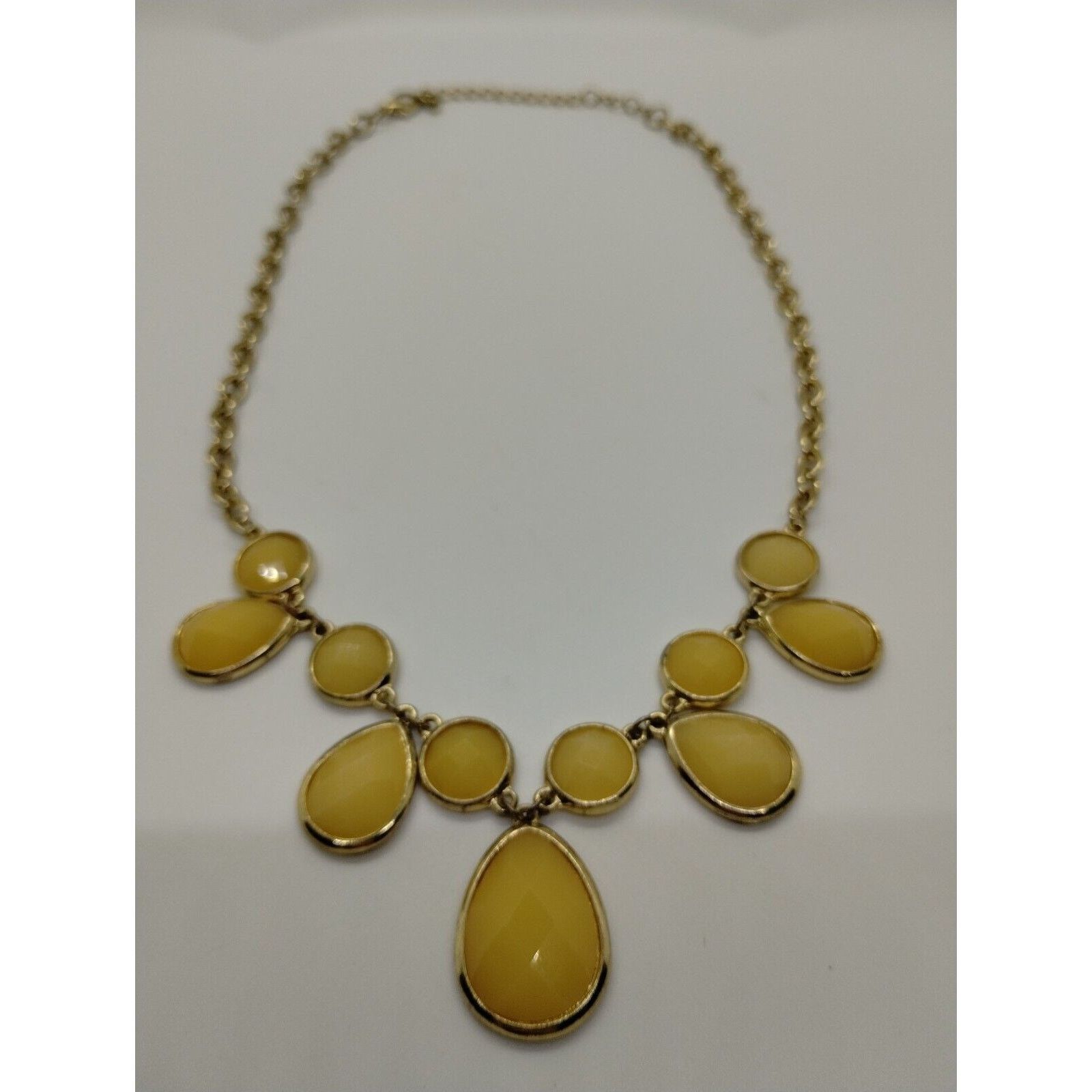 Vintage Gold and Yellow Bib Statement Necklace Teardrop - 11" Size ONE SIZE - 3 Thumbnail