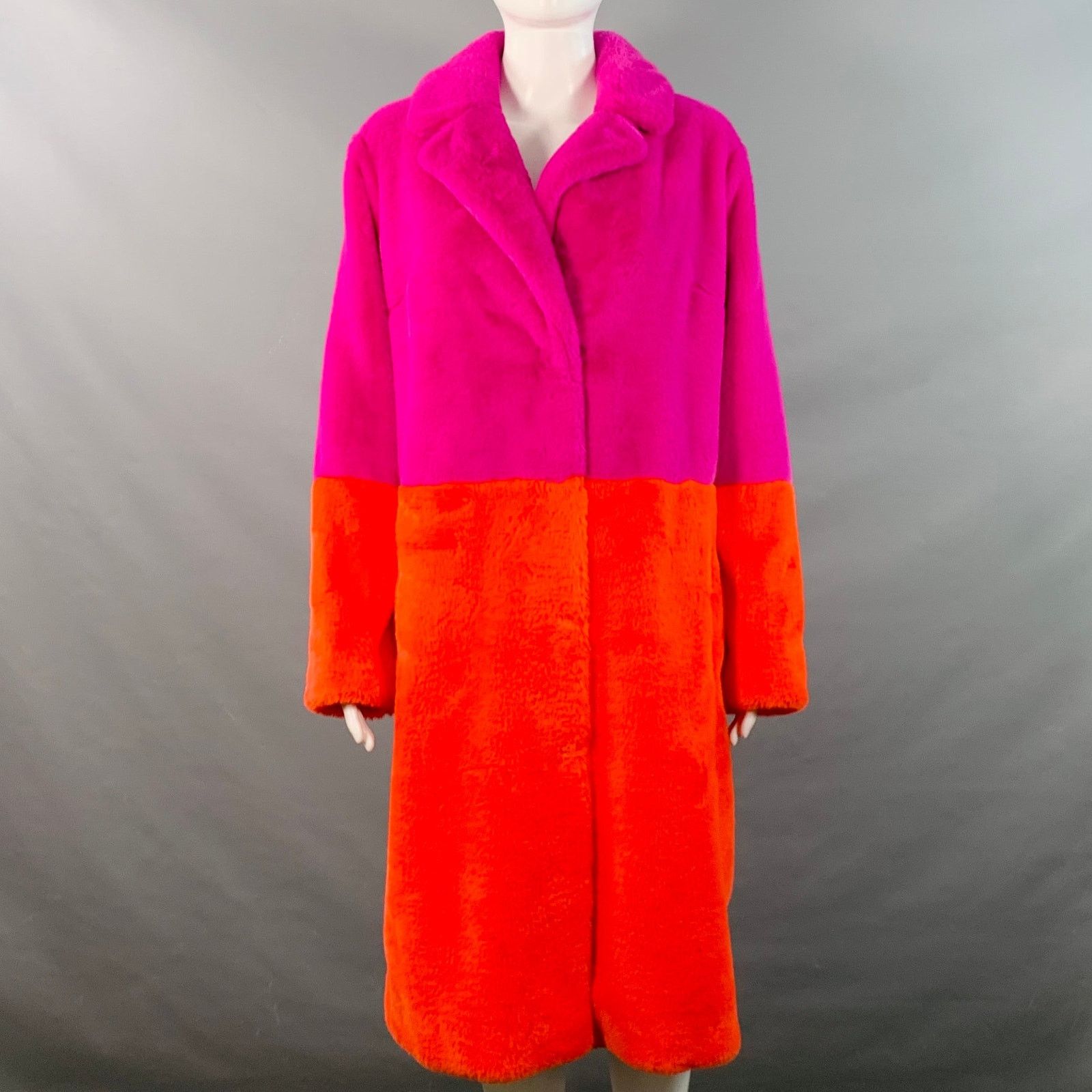 STAND STUDIO STAND STUDIO Maribel Magenta Orange Color Block Fur Coat Size M / US 6-8 / IT 42-44 - 1 Thumbnail