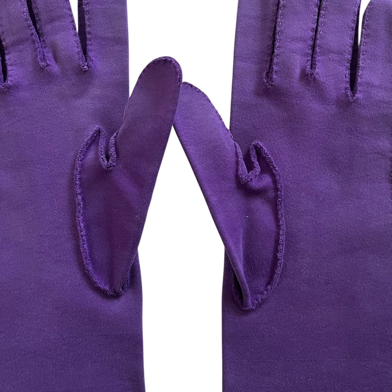 Vintage Vintage Purple Fabric Lower Forearm Evening Gloves Sz 6.5-7 Size ONE SIZE - 5 Thumbnail