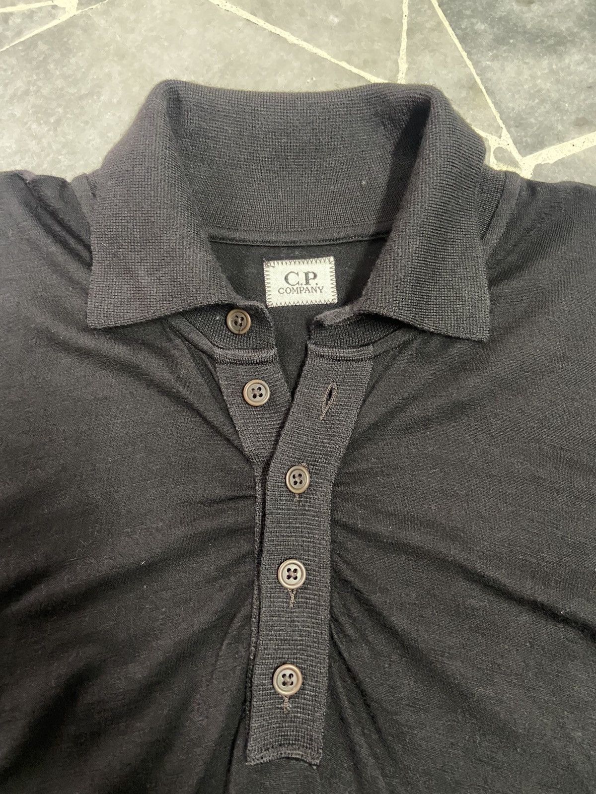 C.P. Company Vintage Cp Company Long Sleeve Polo Shirt Black Wool Size US M / EU 48-50 / 2 - 10 Thumbnail
