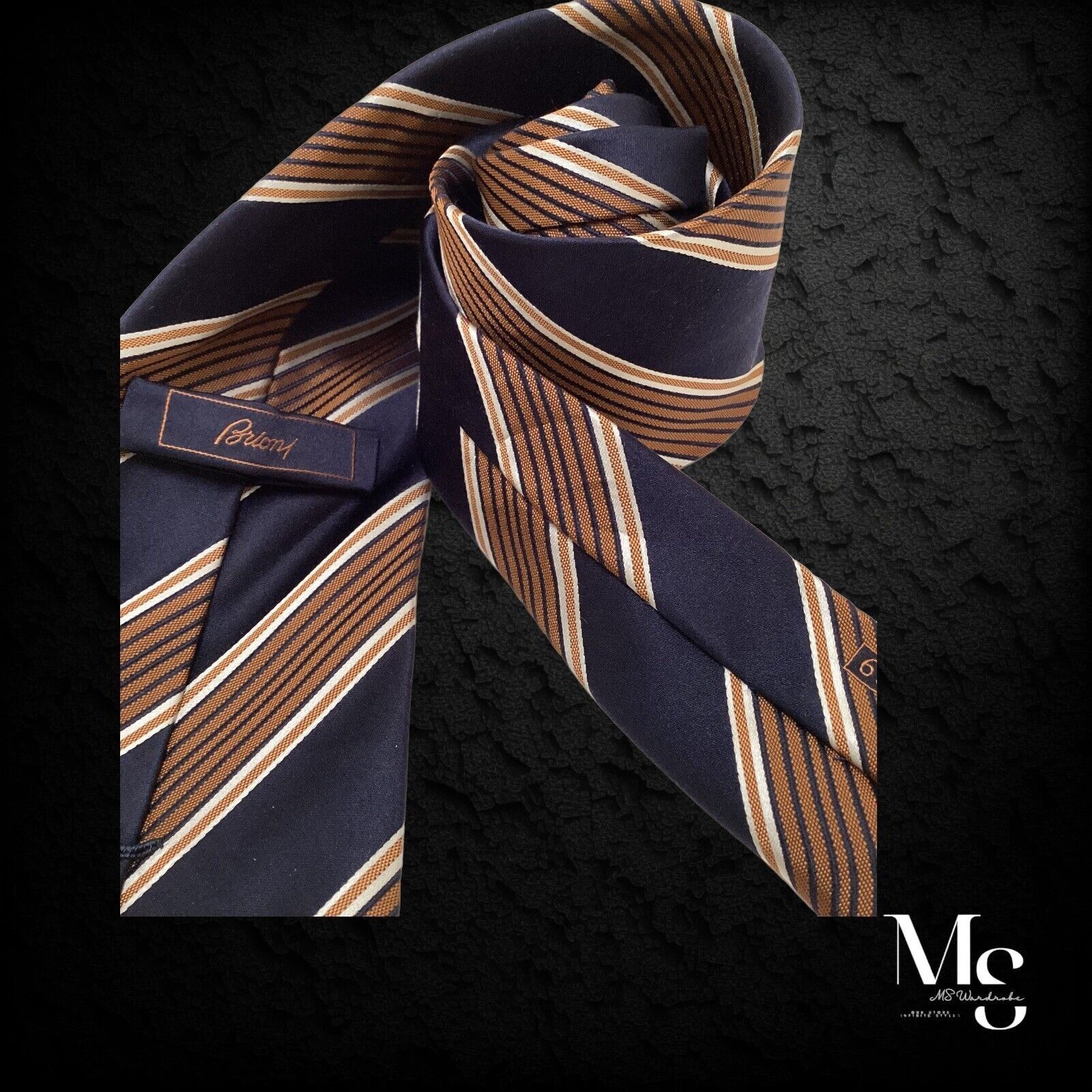 Brioni BRIONI XL Blue Brown Luxury Silk Tie Hand Made In Italy W: 3 Size ONE SIZE - 3 Thumbnail