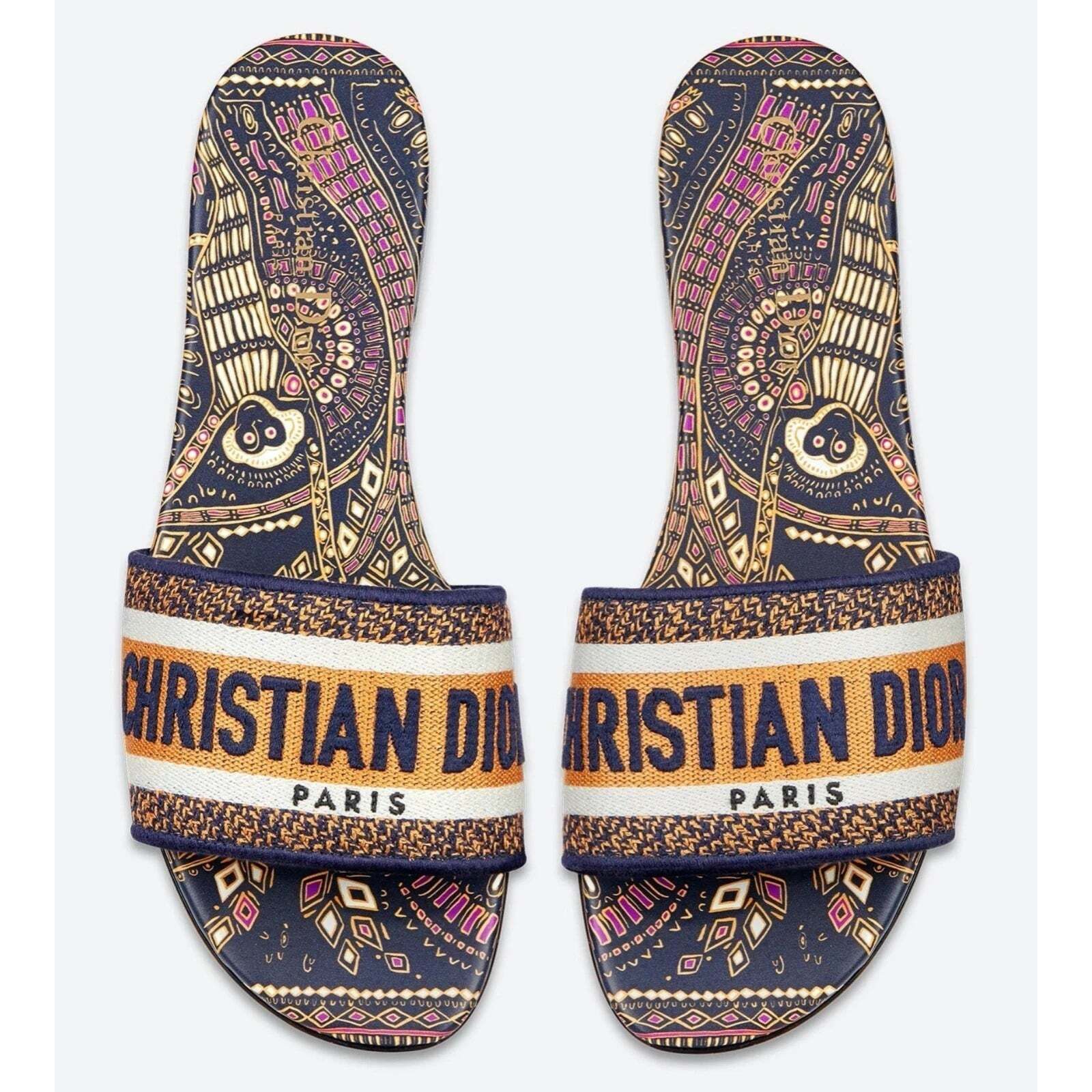Dior Dway Animals Logo Slide Mule Flat Sandal 35 Size US 5 / IT 35 - 2 Thumbnail