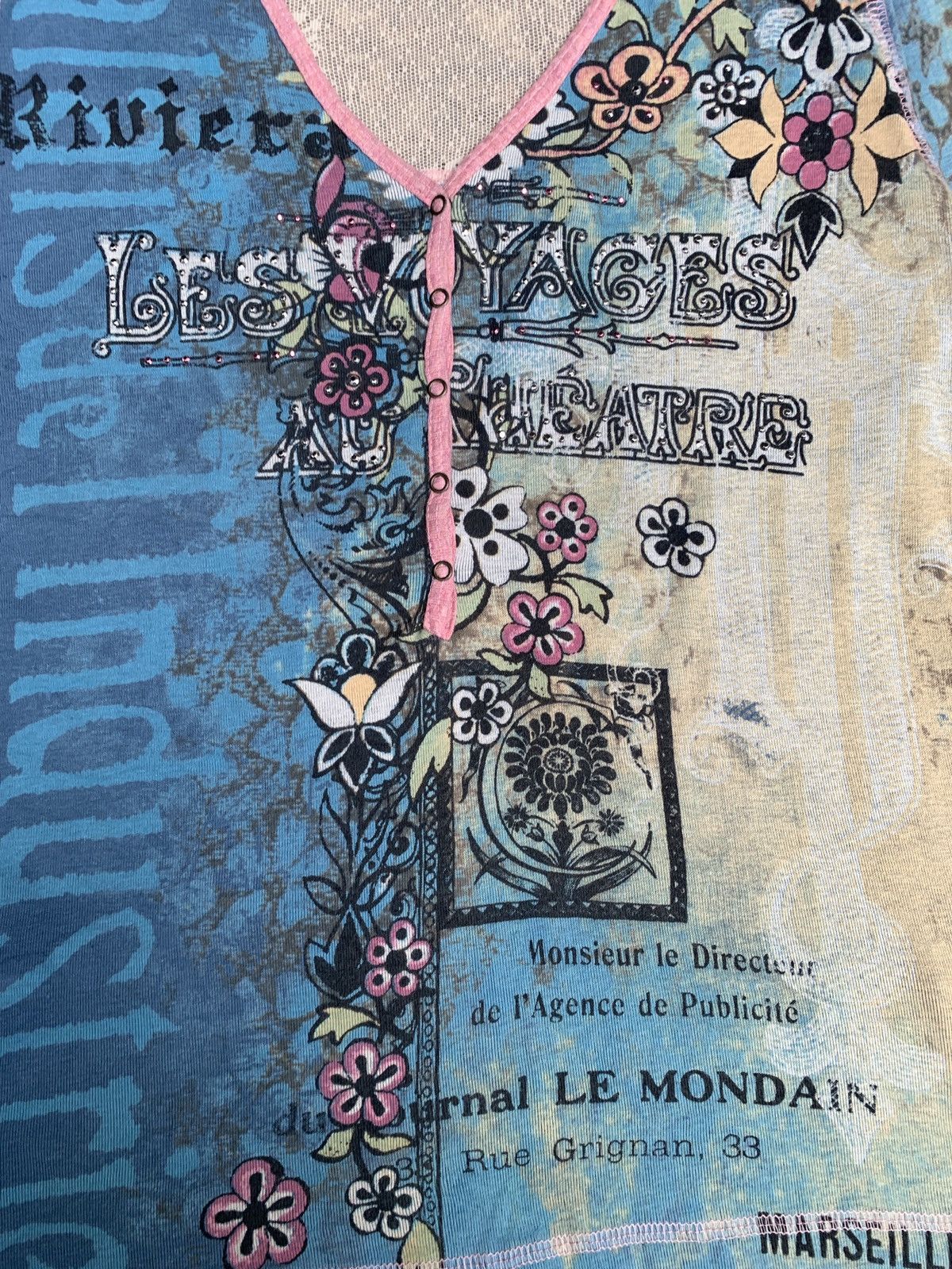 Other y2k Skinny Minnie Floral Blurry Graphic Longsleeve Top Size L / US 10 / IT 46 - 8 Thumbnail