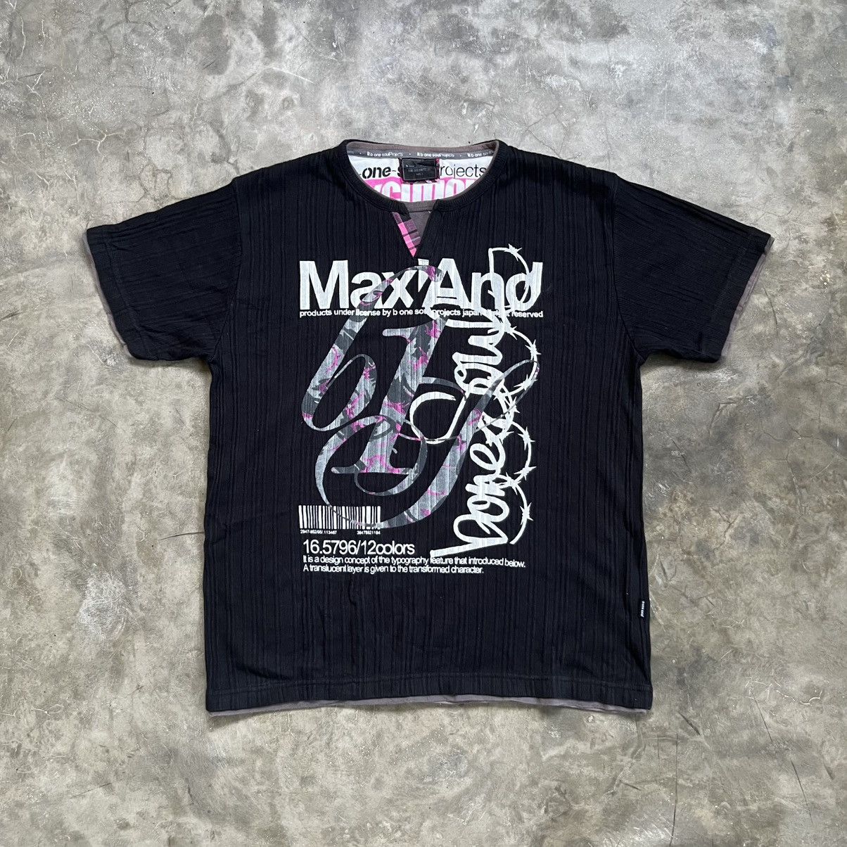 Japanese Brand B One Soul Vkei Style Poem Ribbed Layered T-shirt Size US L / EU 52-54 / 3 - 1 Thumbnail