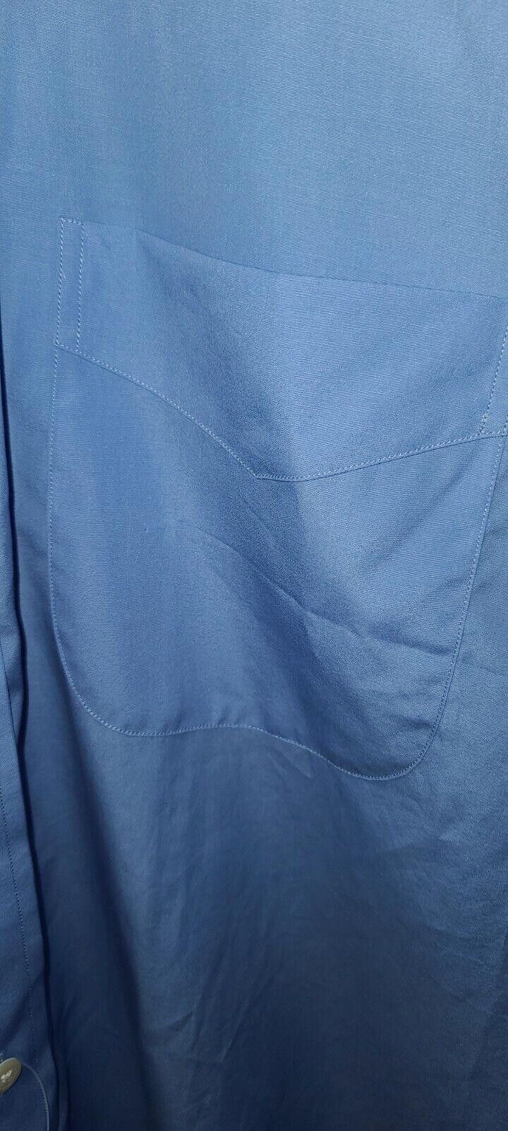 Paul Fredrick WHITE COLLAR Paul Fredrick Men's Blue Cotton Shirt 16 - 33 Size 38R - 3 Thumbnail