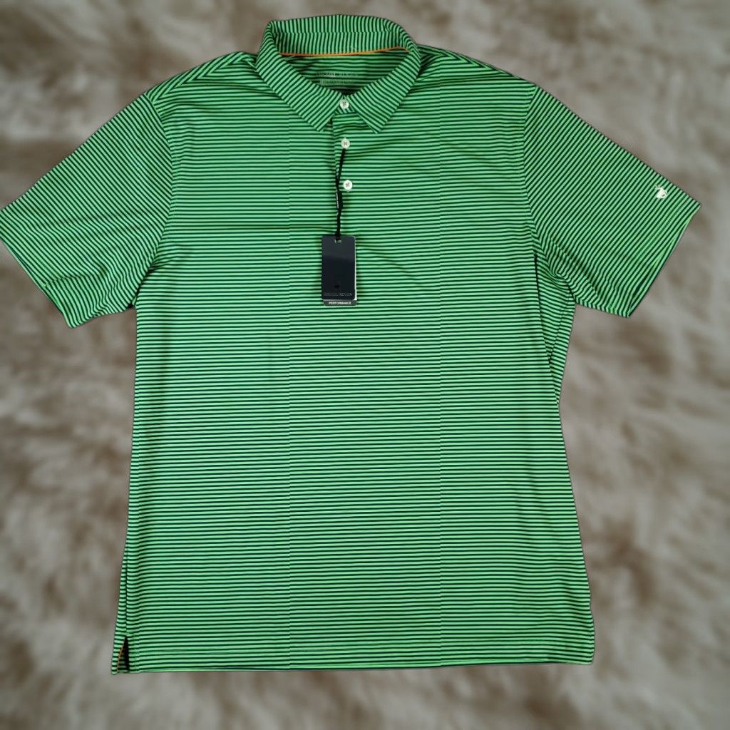 Vintage Michel Rouen Polo Shirt Mens XL Green Striped Performance Golf Short Sleeve Polo Size US XL / EU 56 / 4 - 1 Thumbnail