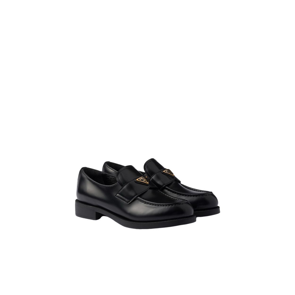 Prada PRADA $1200 Black Brushed Leather Loafers New & Authentic (W Size US 8 / IT 38 - 1 Thumbnail