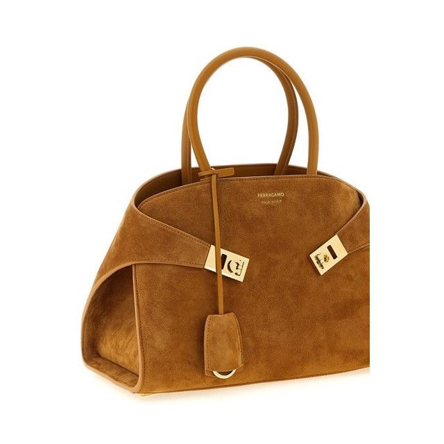 Salvatore Ferragamo FERRAGAMO Hug Naturale Suede Top Handle Bag New Size ONE SIZE - 3 Thumbnail