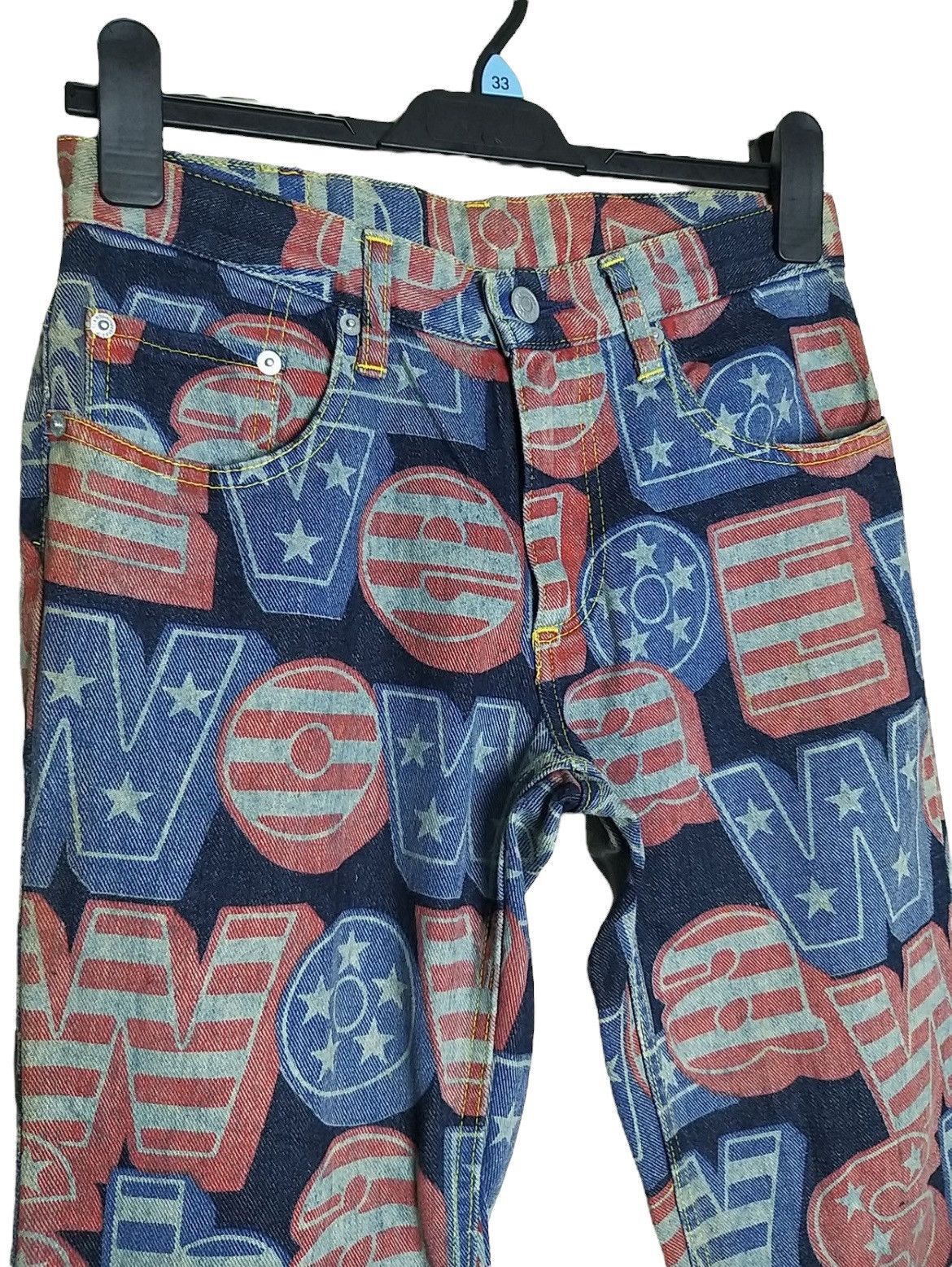 Hysteric Glamour RARE🔥VINTAGE HYSTERIC GLAMOUR KINKY ALL PRINT FLARED JEANS Size US 29 - 4 Thumbnail