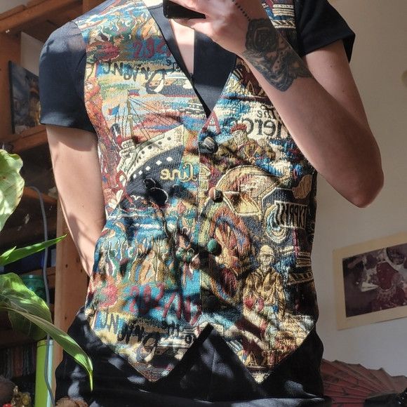 Vintage Vintage Jessie Boat Captain Brocade Tapestry Boho Vest - M Size 42R - 7 Thumbnail