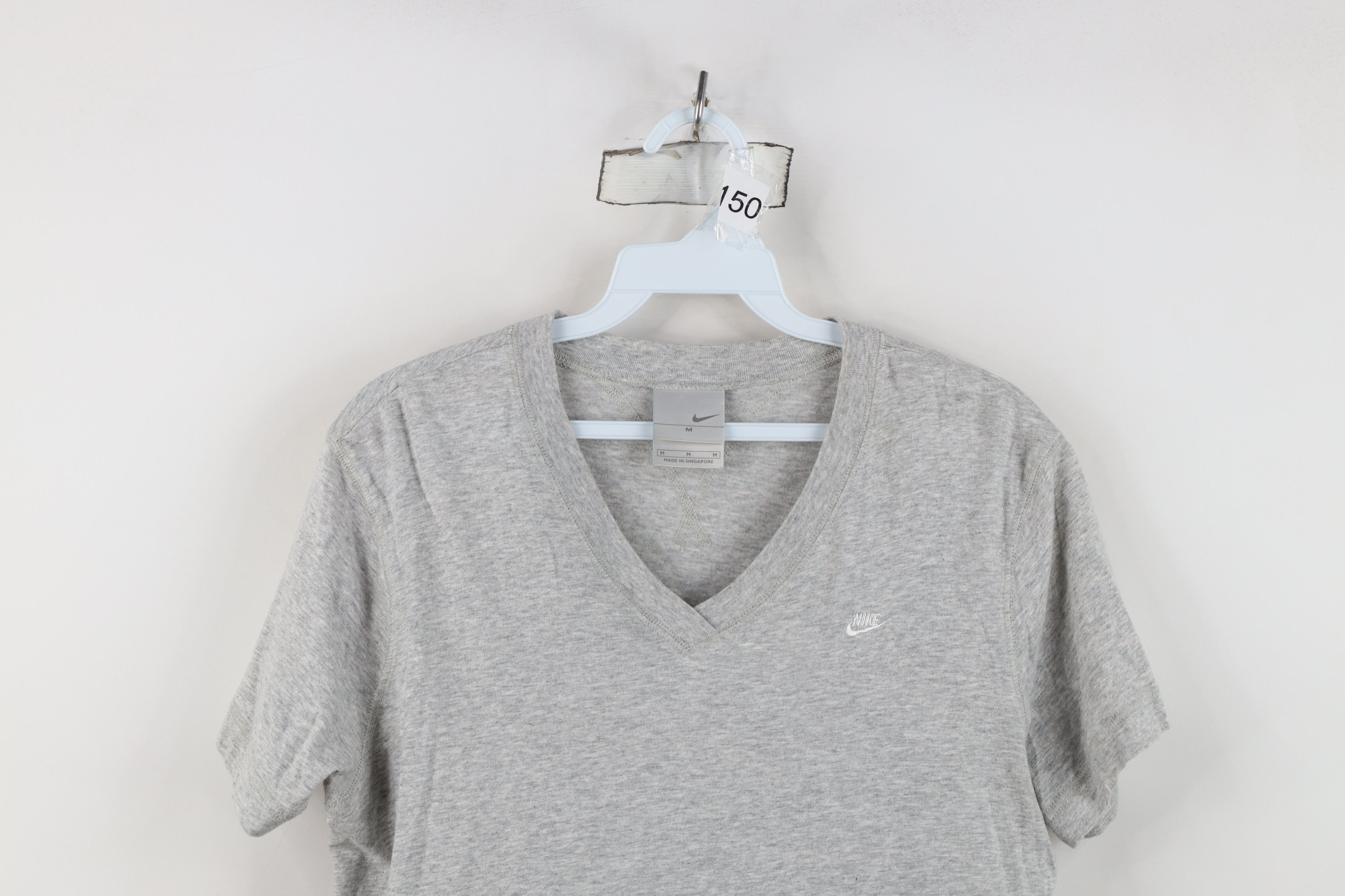 Nike Vintage 90s Y2K Nike Scott Mini Swoosh V-Neck T-Shirt Gray Size M / US 6-8 / IT 42-44 - 2 Thumbnail