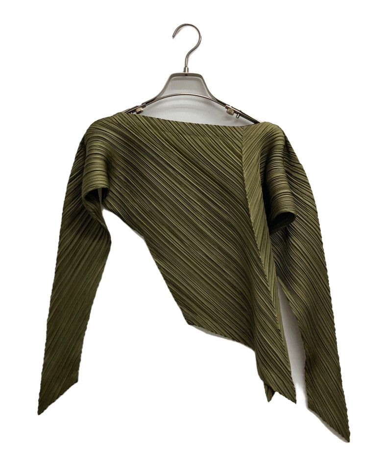 Issey Miyake Issey Miyake Dark green slanted pleated deformed top Size M / US 6-8 / IT 42-44 - 1 Thumbnail