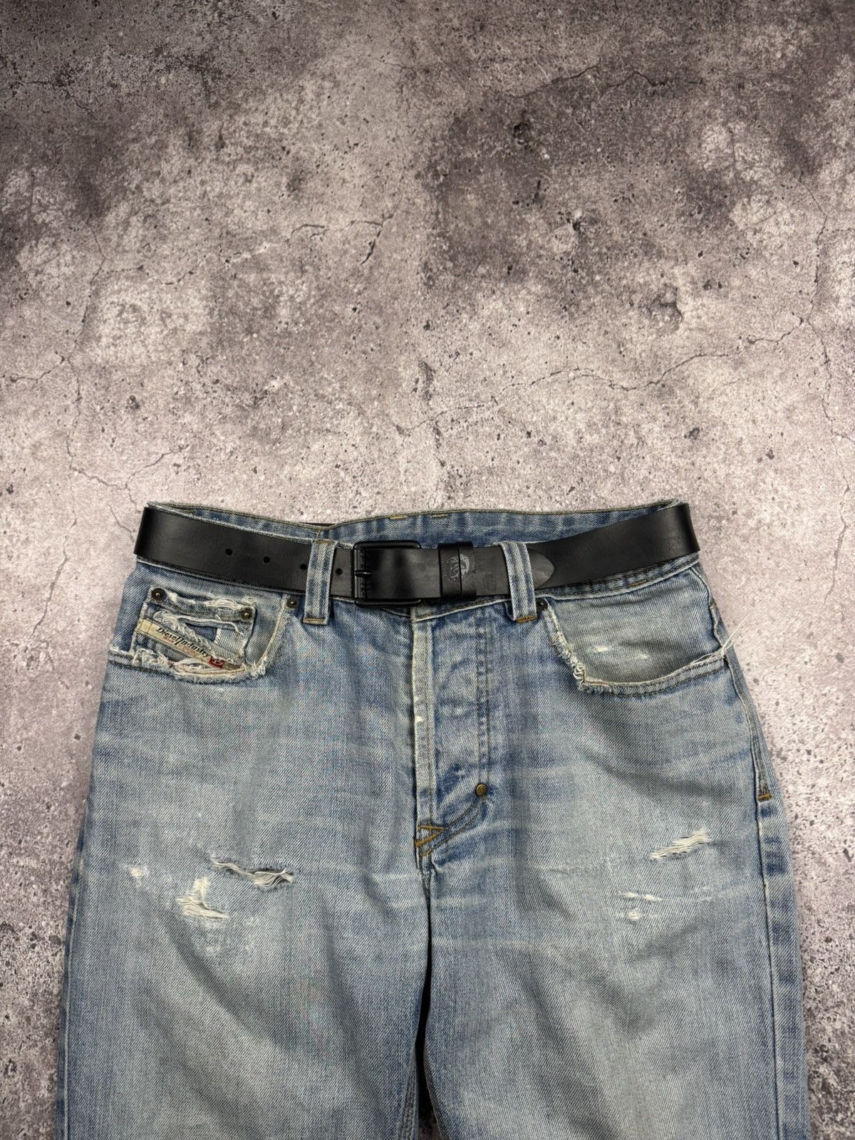Diesel 🔥Vintage Diesel Punk Rock Gothic Skinny Leather Y2K Belt Size 30 - 1 Thumbnail
