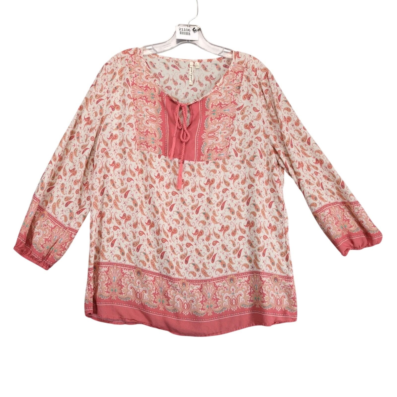 Anthropologie Grand & Greene Orange Floral Paisley Blouse Sz L Puff Sleeve Size L / US 10 / IT 46 - 1 Thumbnail
