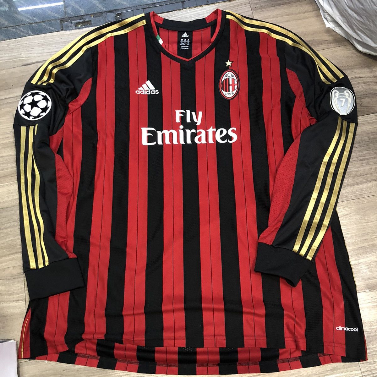 image of Adidas x Bloke Ac Milan 13/14 Longsleeves Home Shirt 22 Kaka in Black/Red, Men's (Size 2XL)